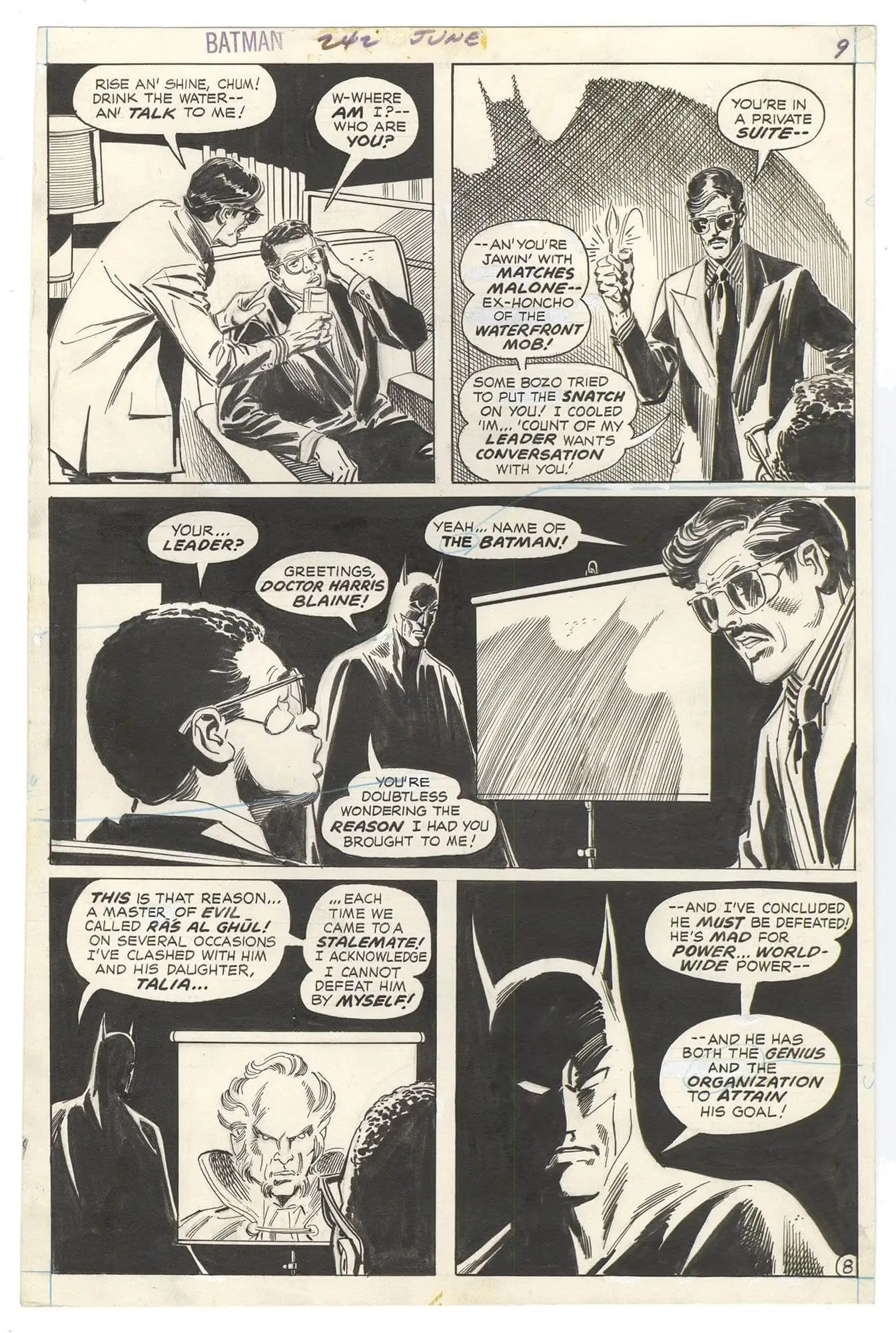 Original Comic Art by Batman 242 P8 Ras Al Ghul | Nostalgic Investments