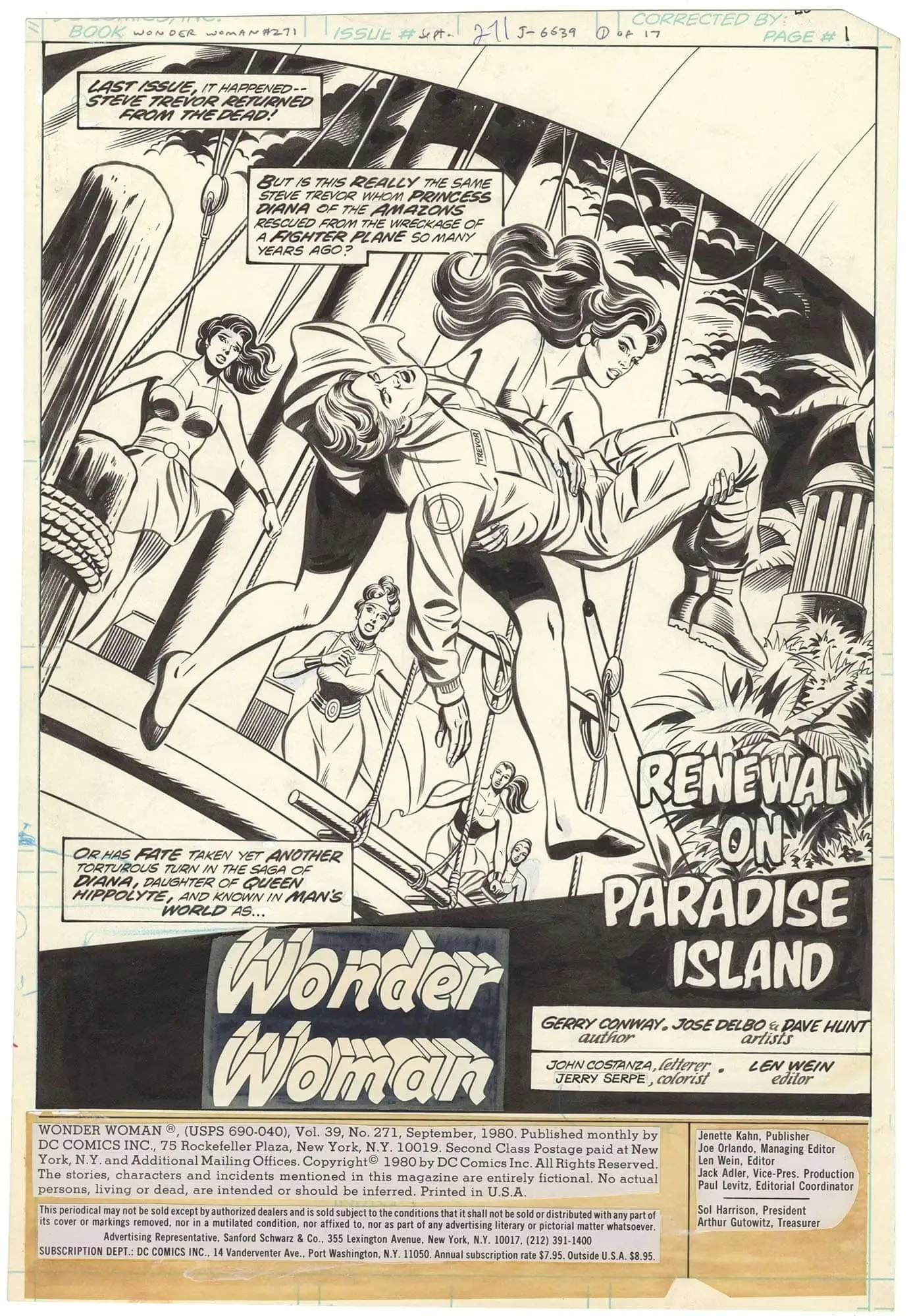 Original Comic Art by Wonder Woman 271 P1 | Nostalgic Investments