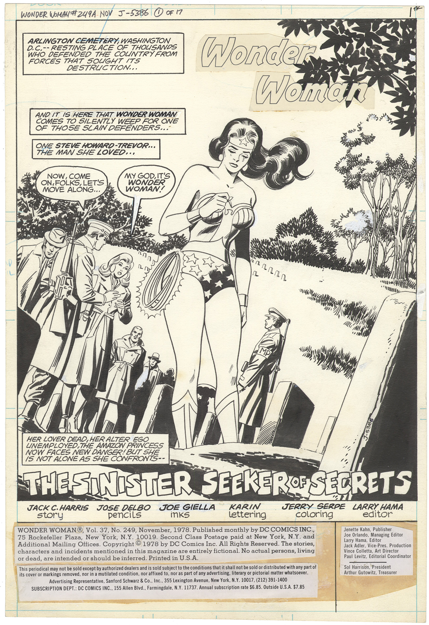 Original Comic Art by Wonder Woman 249 P1 Splash | Nostalgic