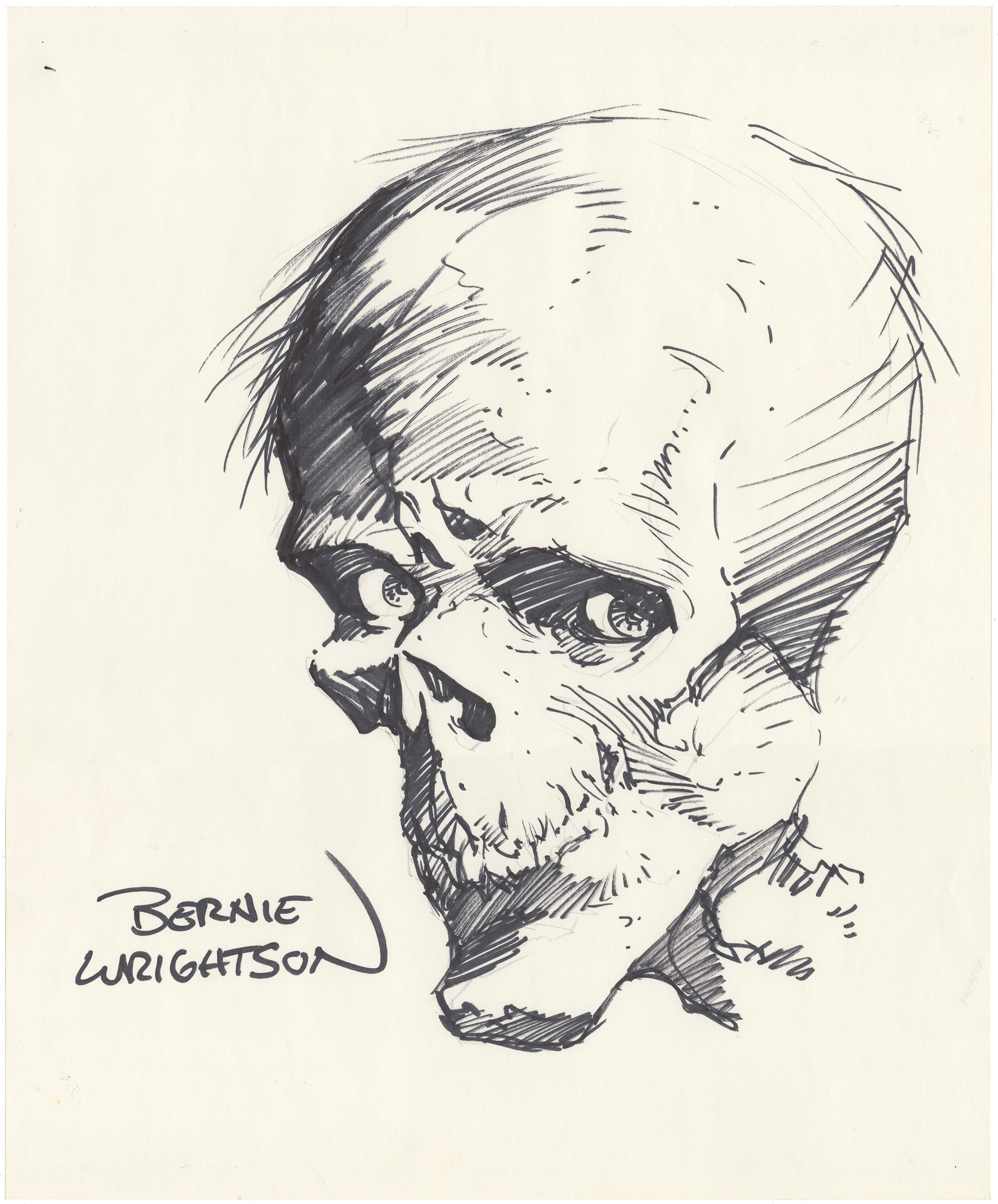 Original Comic Art by Bernie Wrightson Skull Sketch | Nostalgic Investments