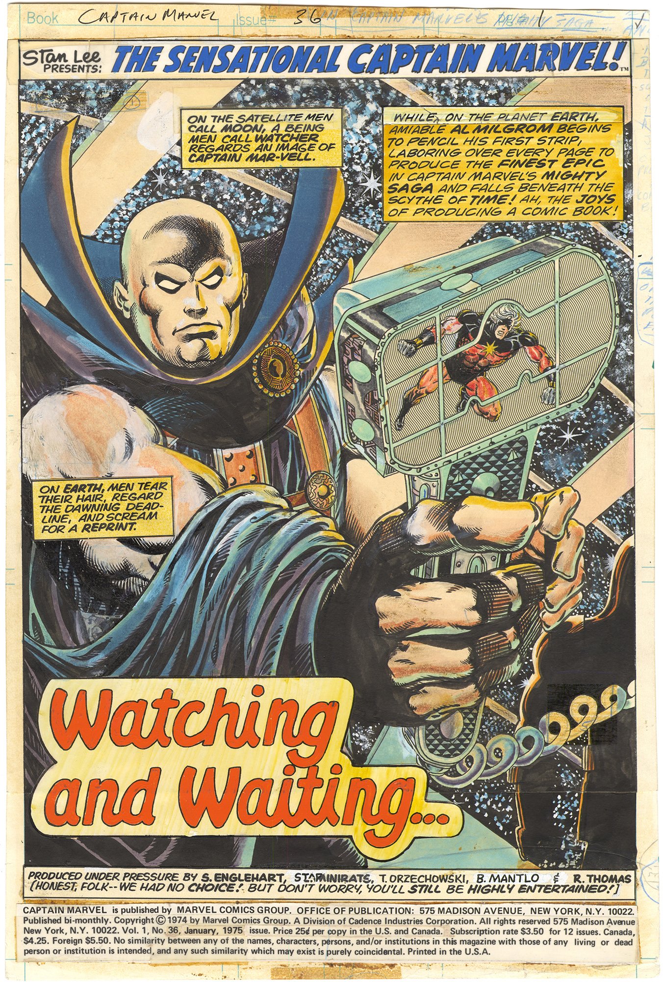 Original Comic Art By Captain Marvel 36 P1 Splash Nostalgic Investments Original Comic Art By Captain Marvel 36 P1 Splash Nostalgic Investments
