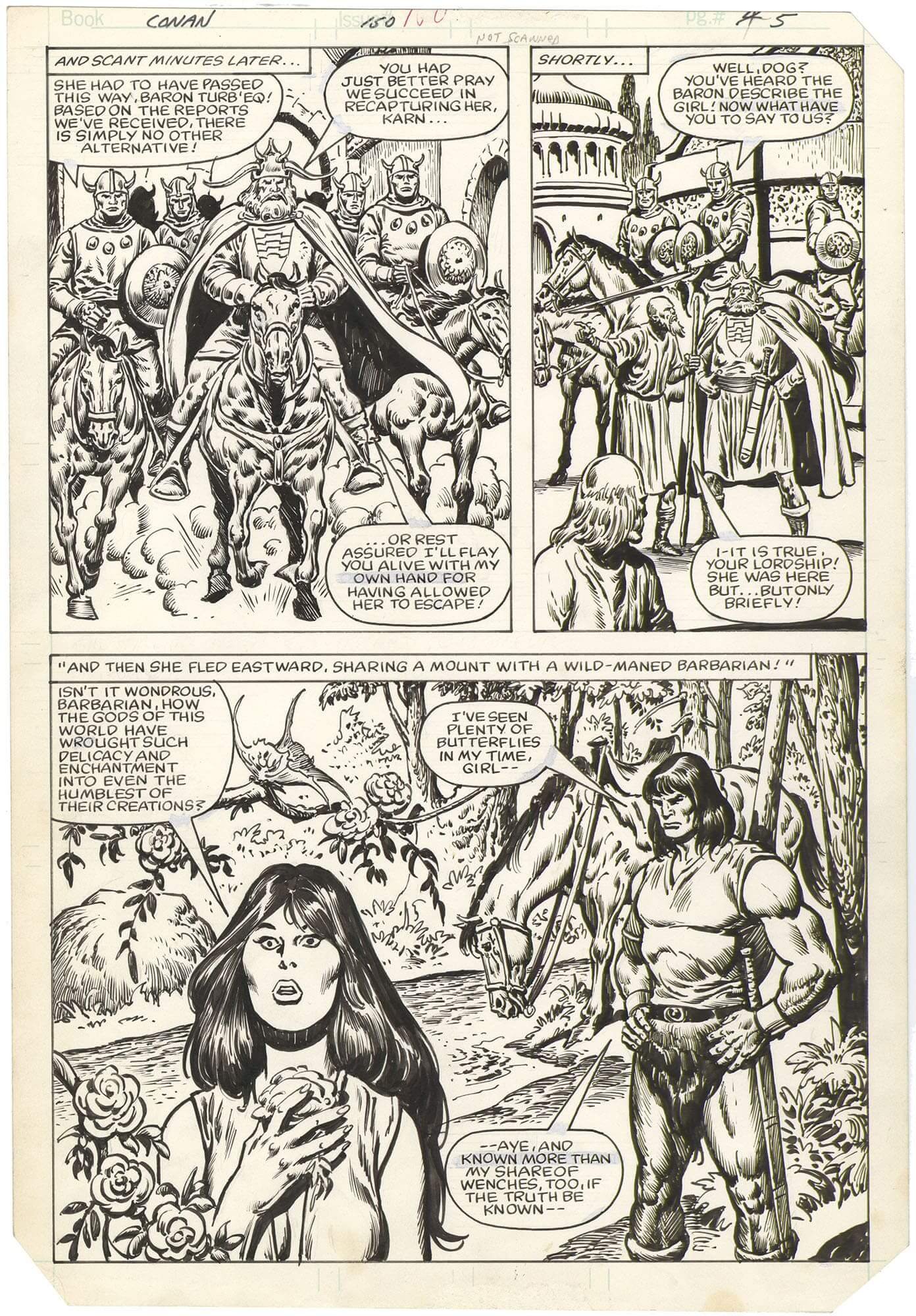 Original Comic Art by Conan Barbarian 150 P5 Half Splash
