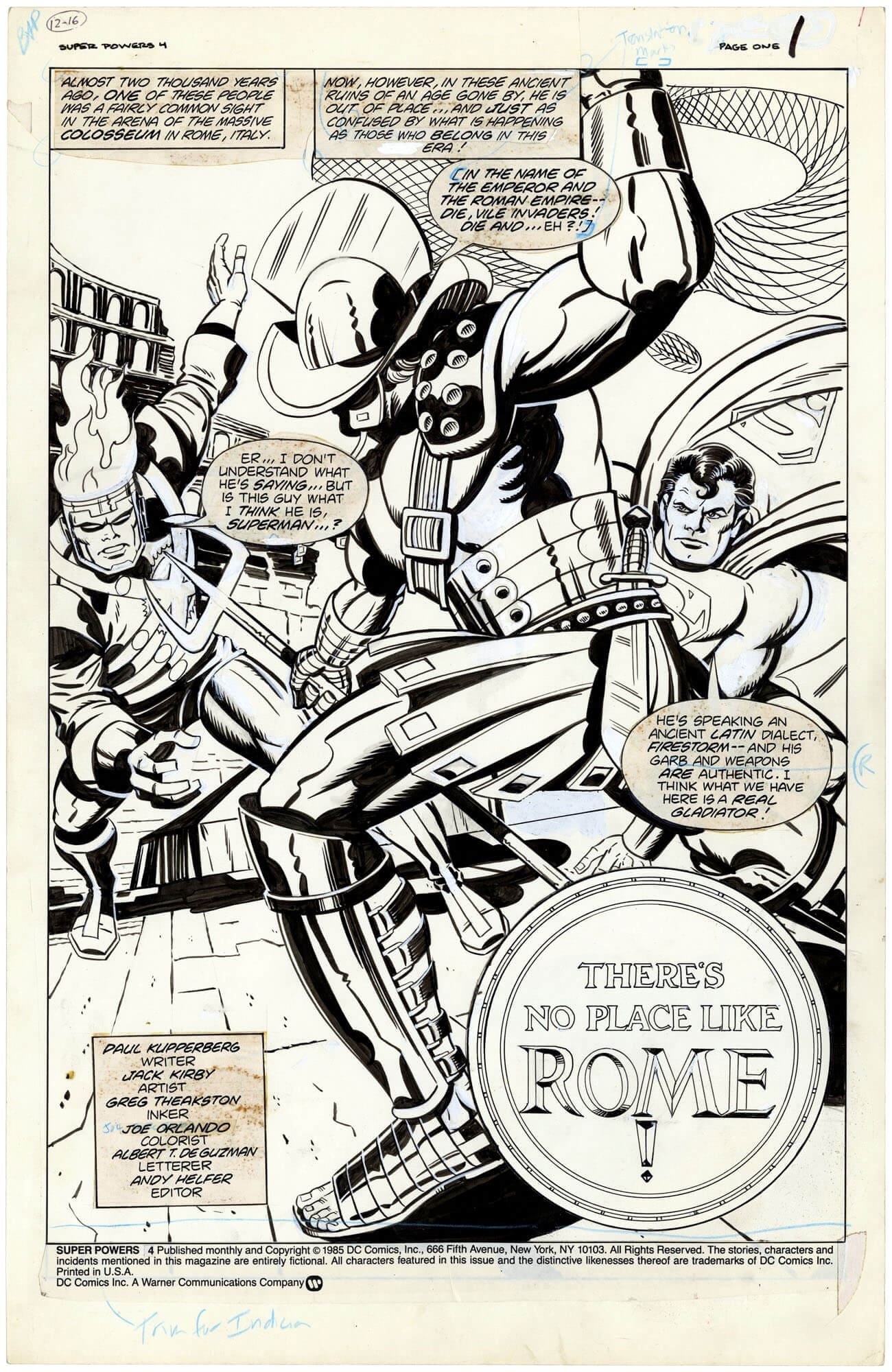 Original Comic Art by Super Powers 4 P1 Large Art Splash | Nostalgic  Investments