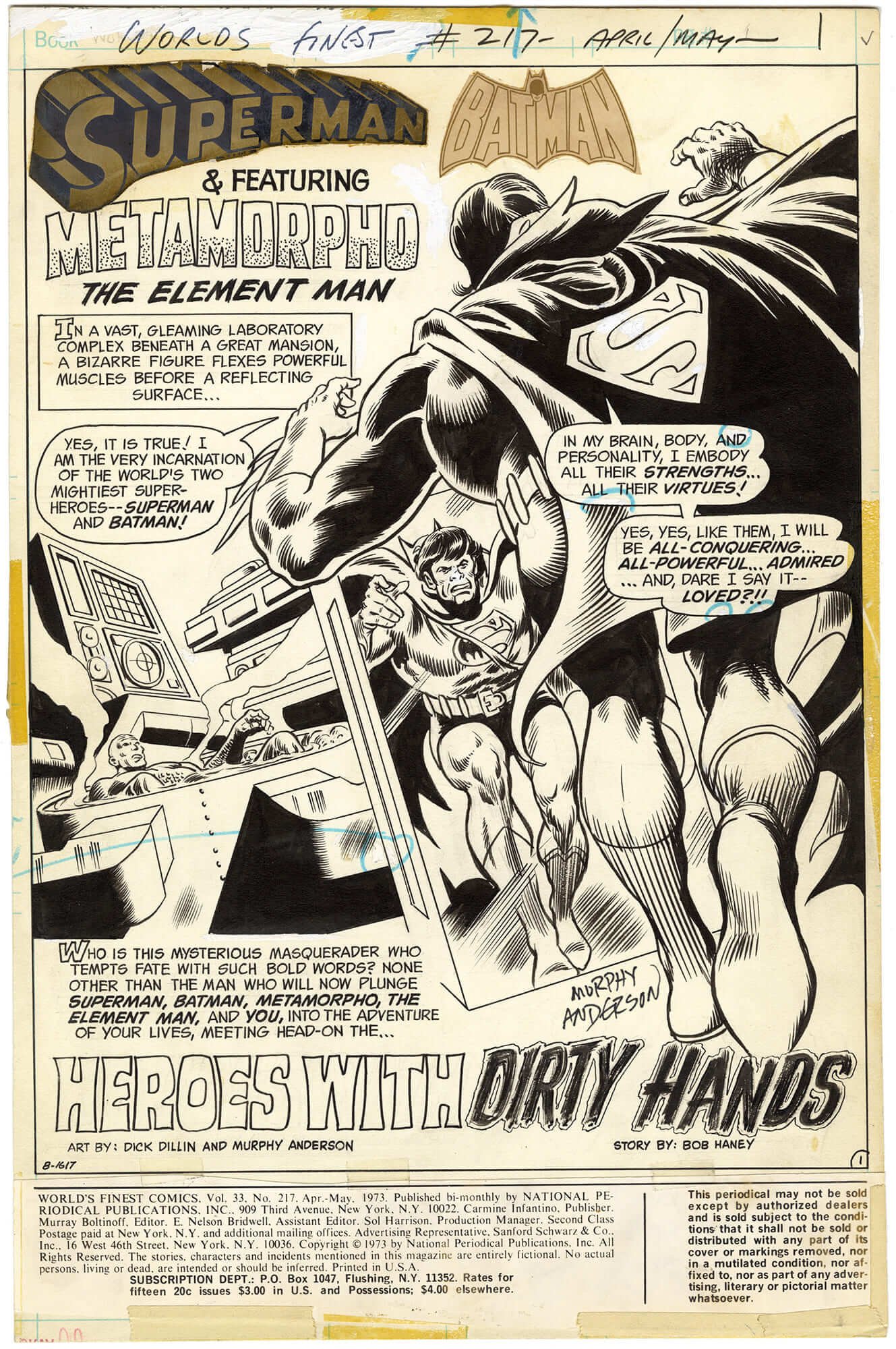 Original Comic Art By Worlds Finest Comics 217 P1 Signed Nostalgic Investments