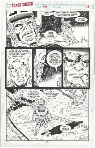 Silver Surfer #48 p19 (Surfer heralds the coming of Thanos)