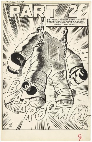 Comic Art For Sale from Coollines Artwork, KIRBY, JACK - Tales To Astonish # 39 pg 1, large size splash fifth Ant-Man issue vs Scarlet Beetle by Comic  Artist(s) Jack Kirby