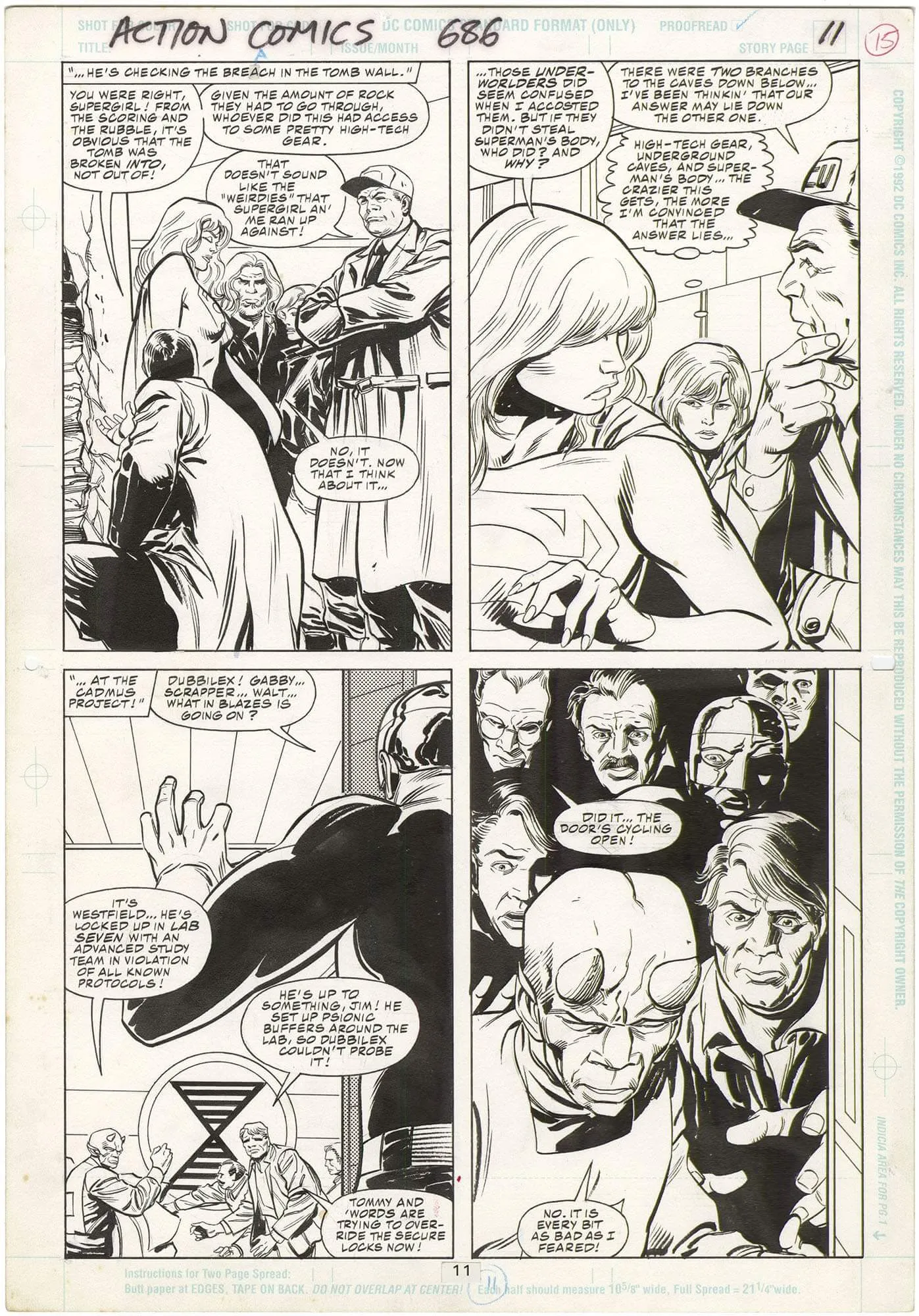 Action Comics #686 P11 (Death Of Superman) Comic Art