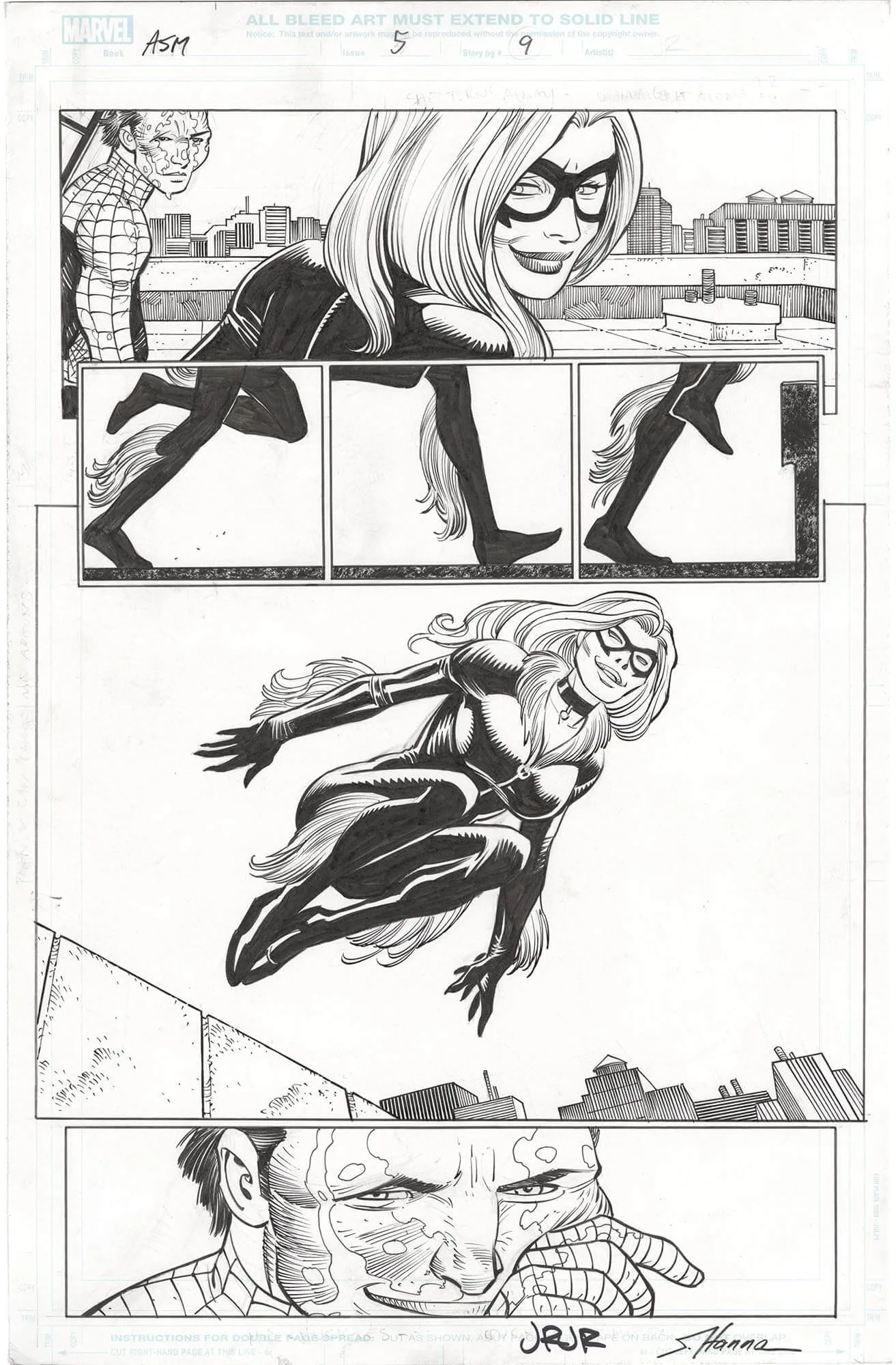 Amazing Spider-Man #5 P9 (Signed) (Sexy Cat!!!) Comic Art