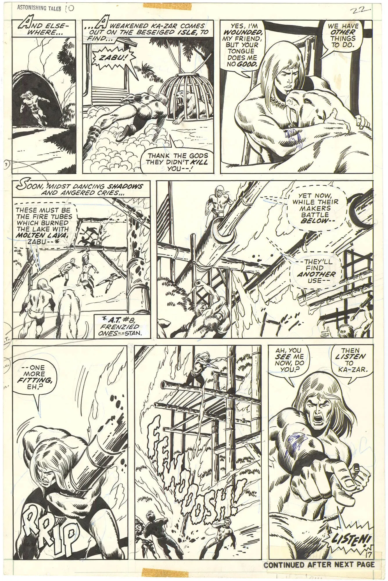 Astonishing Tales #10 P17 (Ka-Zar And Zabu) Comic Art