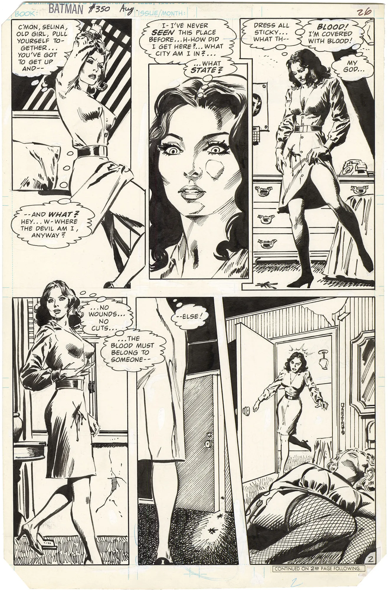 Batman #350 P2 (Catwoman) Comic Art