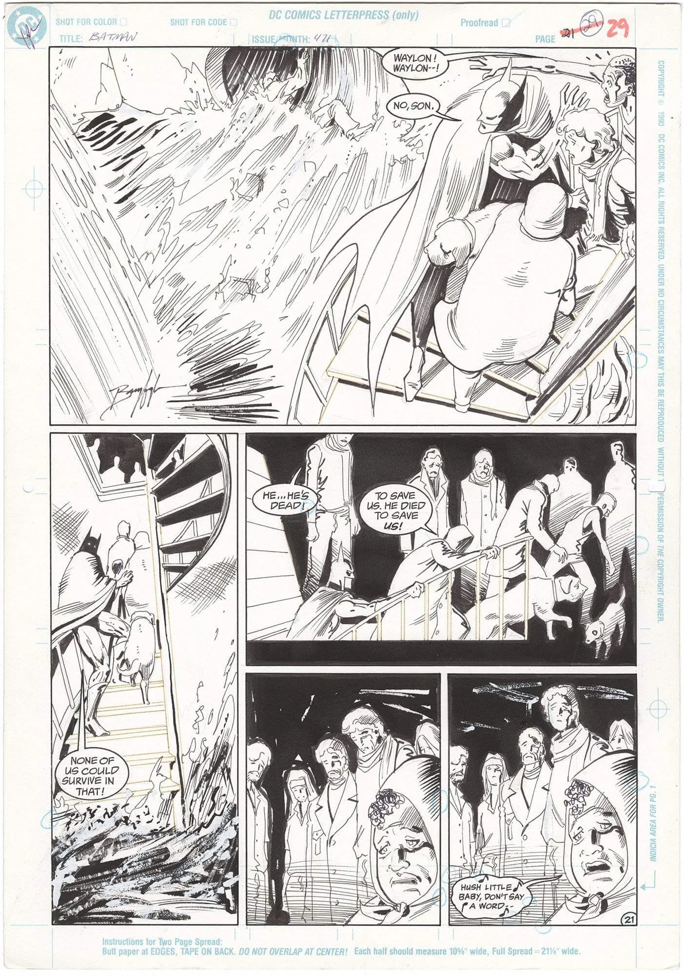 Batman #471 P21 (Signed) (Half Splash) Comic Art