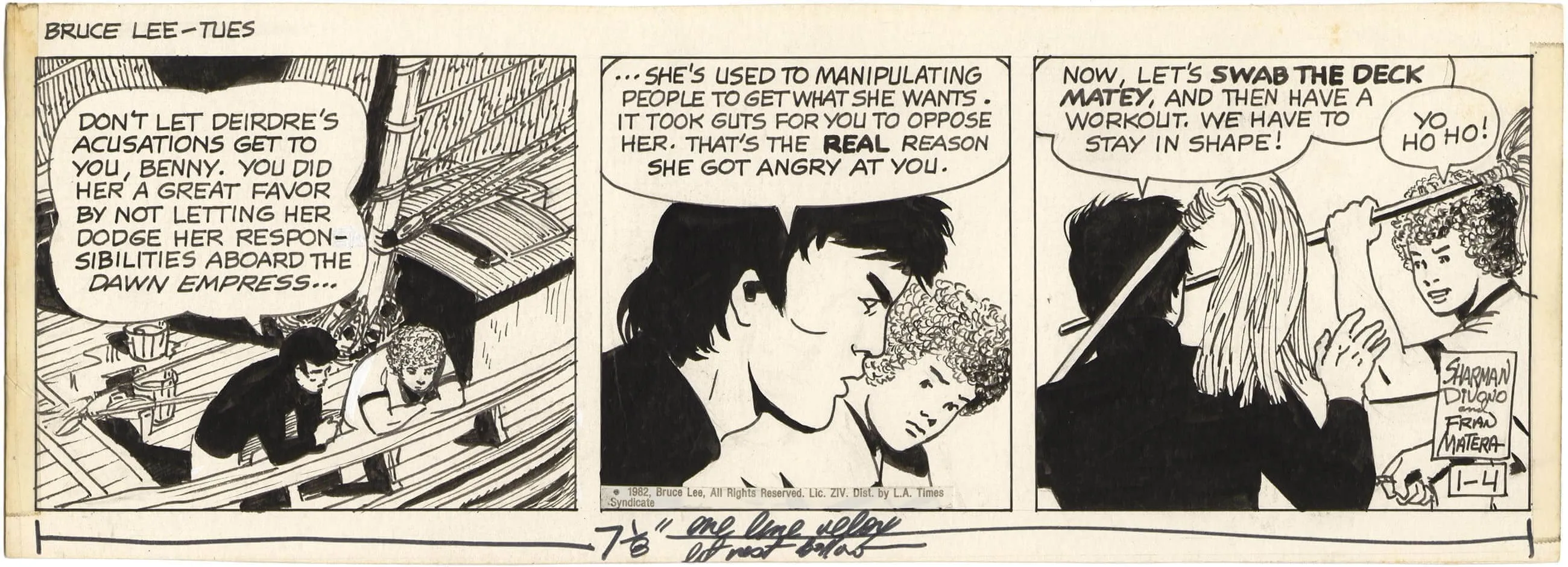 Legend Of Bruce Lee, Daily Strip (1-4-82) Comic Art
