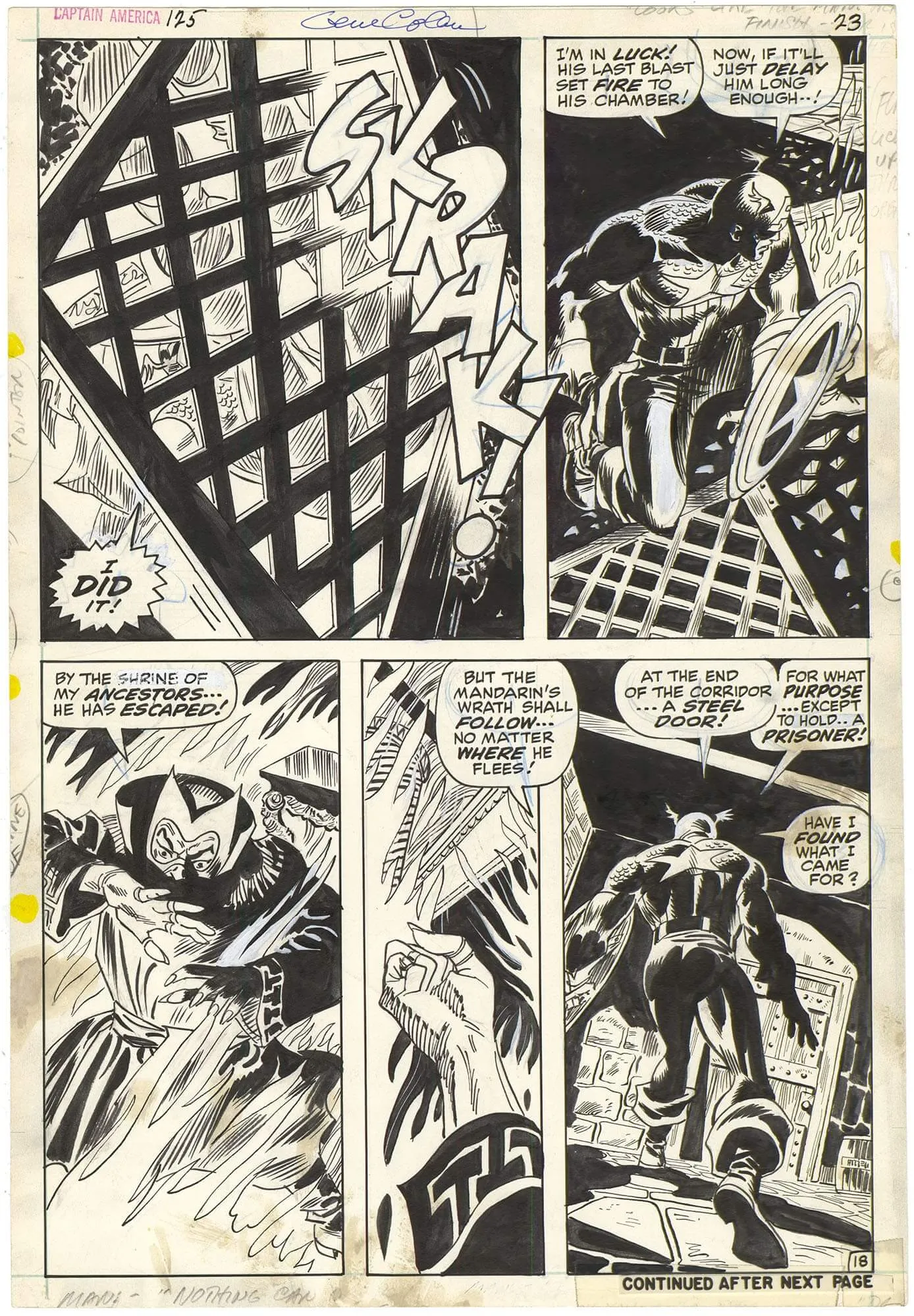 Captain America #125 P18 (Mandarin - Signed) Comic Art