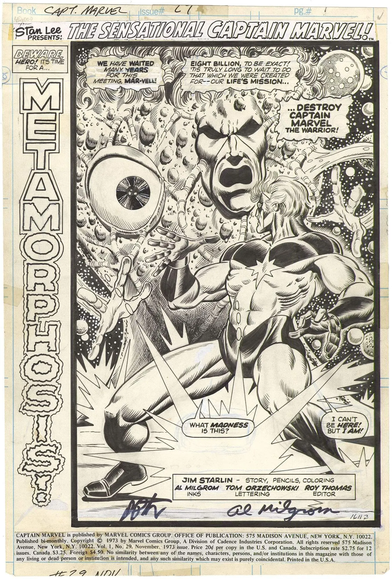 Captain Marvel #29 P1 (Splash)(Signed) Comic Art