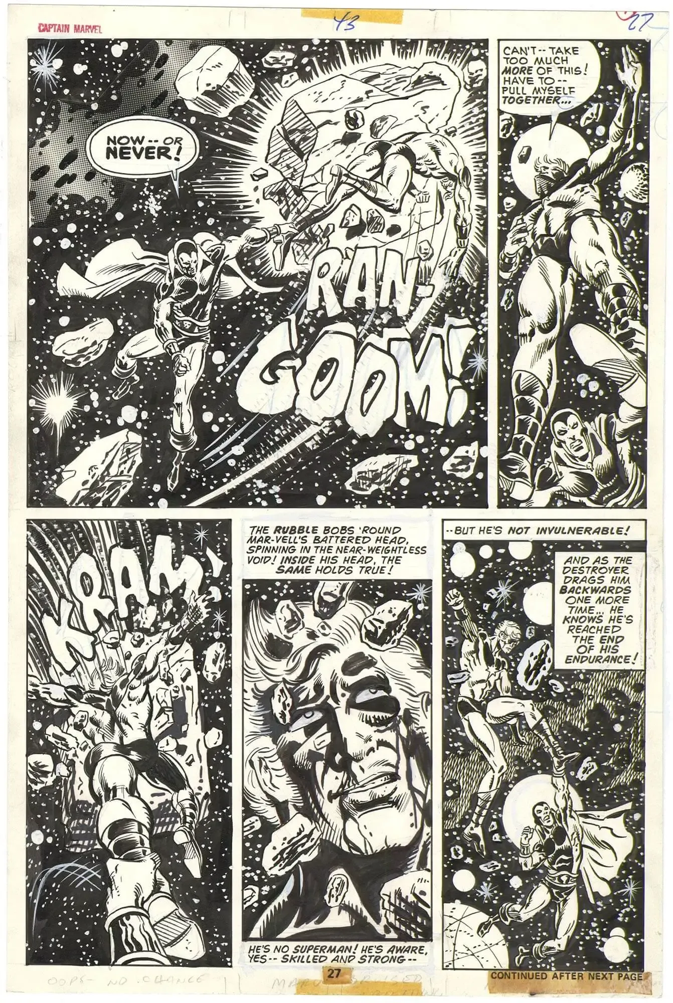 Captain Marvel #43 p27 (Drax Battle)