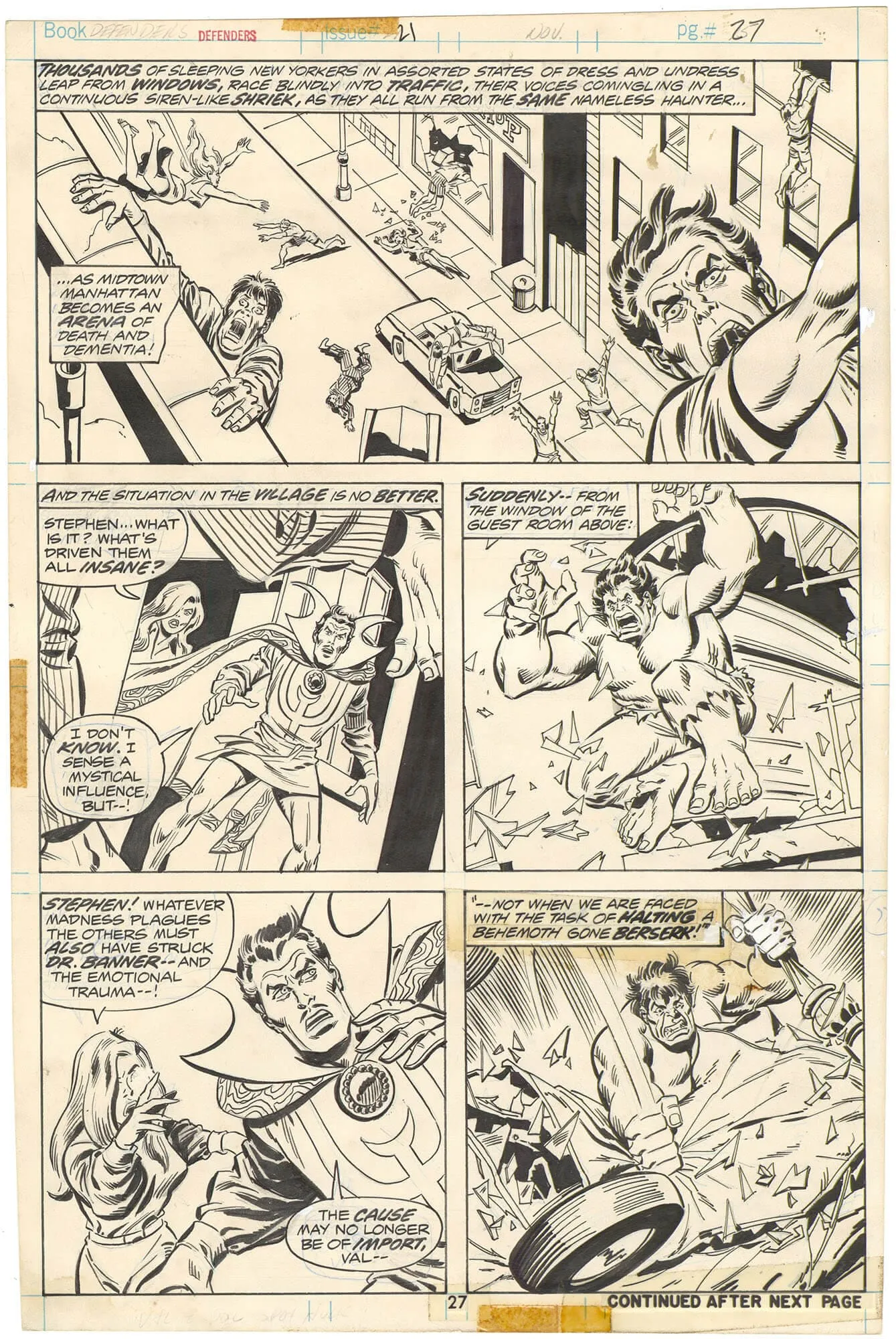 Defenders #21 P27 Comic Art