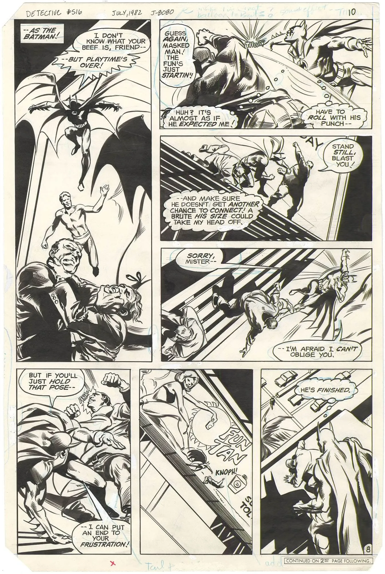 Detective Comics #516 P8 Comic Art