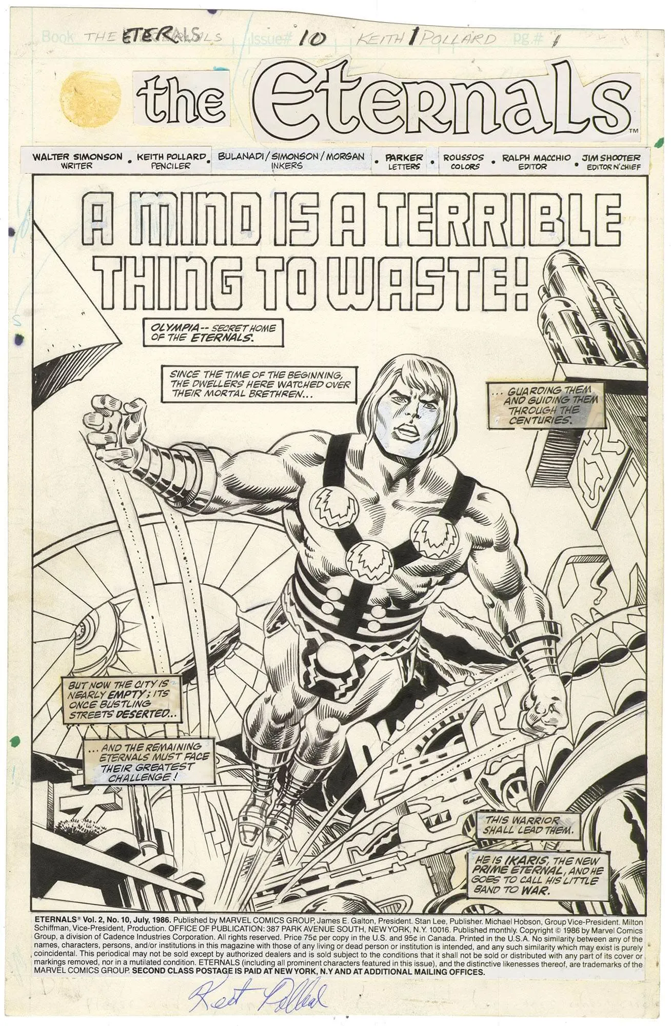 Eternals #10 P1 (Splash)(Signed) Comic Art