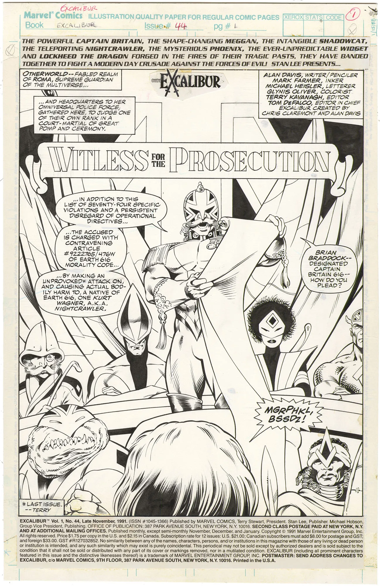 Excalibur #44 P1 (Splash) Comic Art