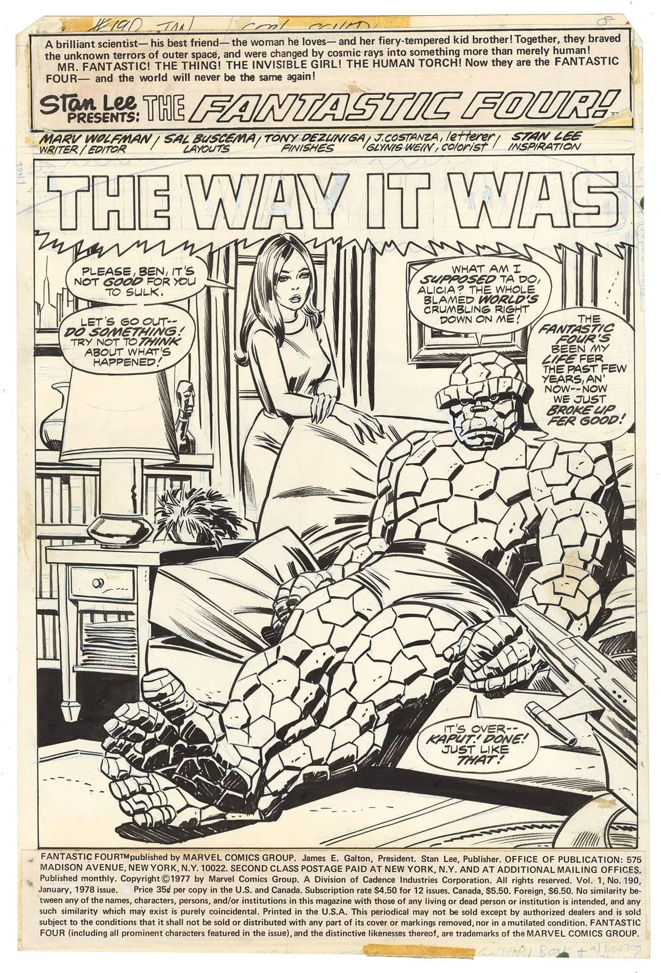Fantastic Four #190 P1 (Splash) Comic Art
