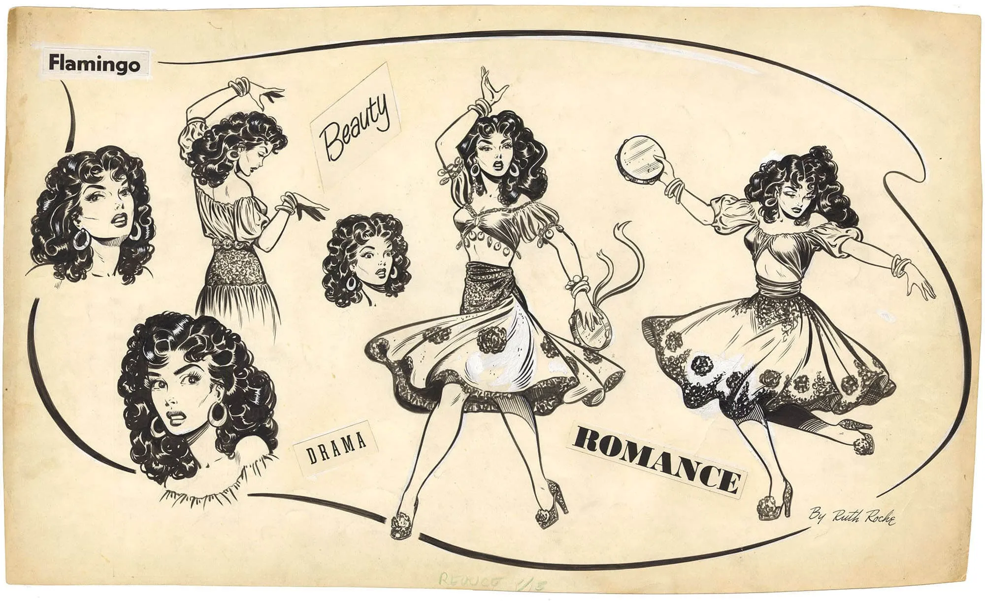 Flamingo Comic Strip Promotional Illo. Comic Art