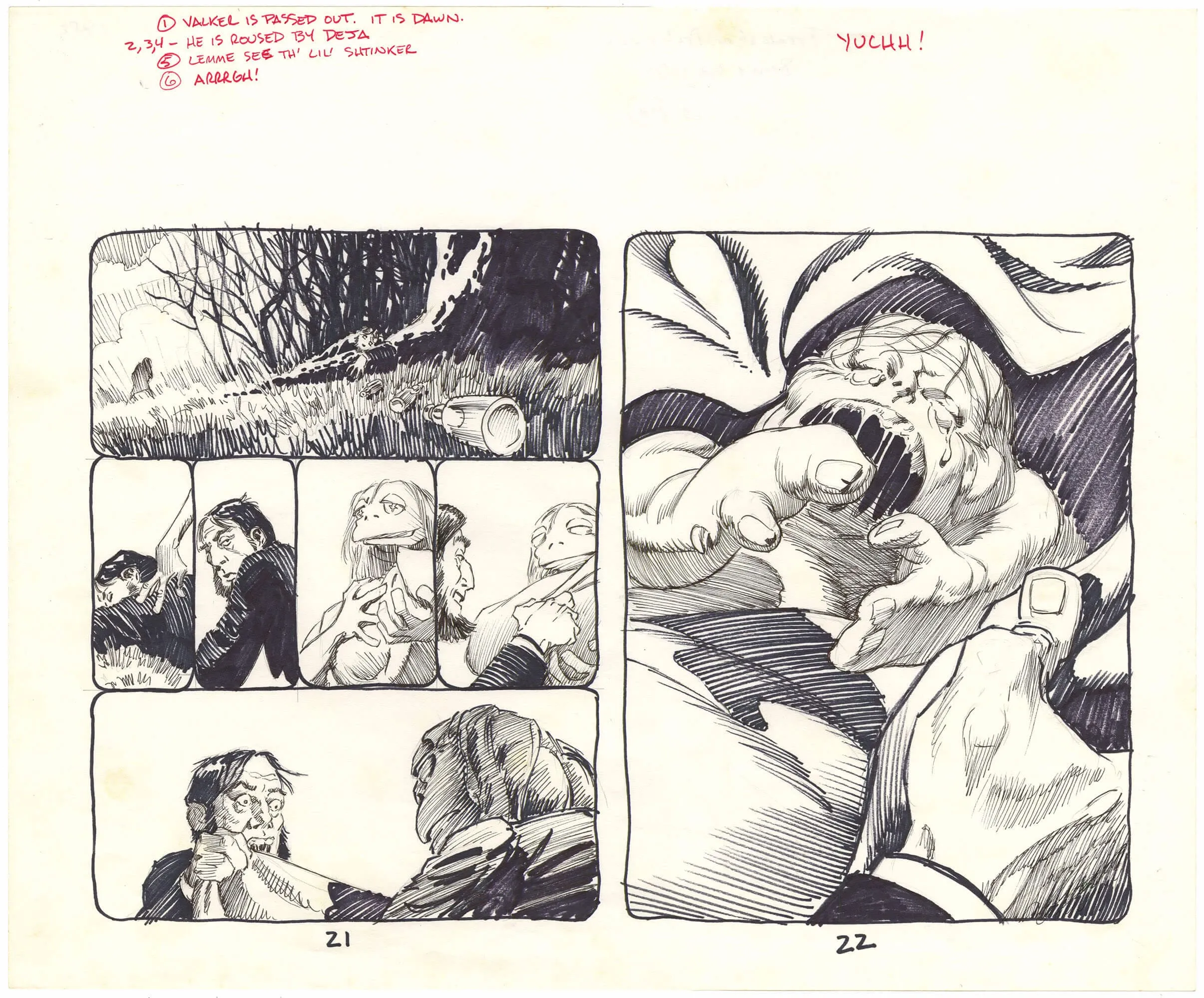 Freakshow Preliminary P21,22 (Wrightson) Comic Art