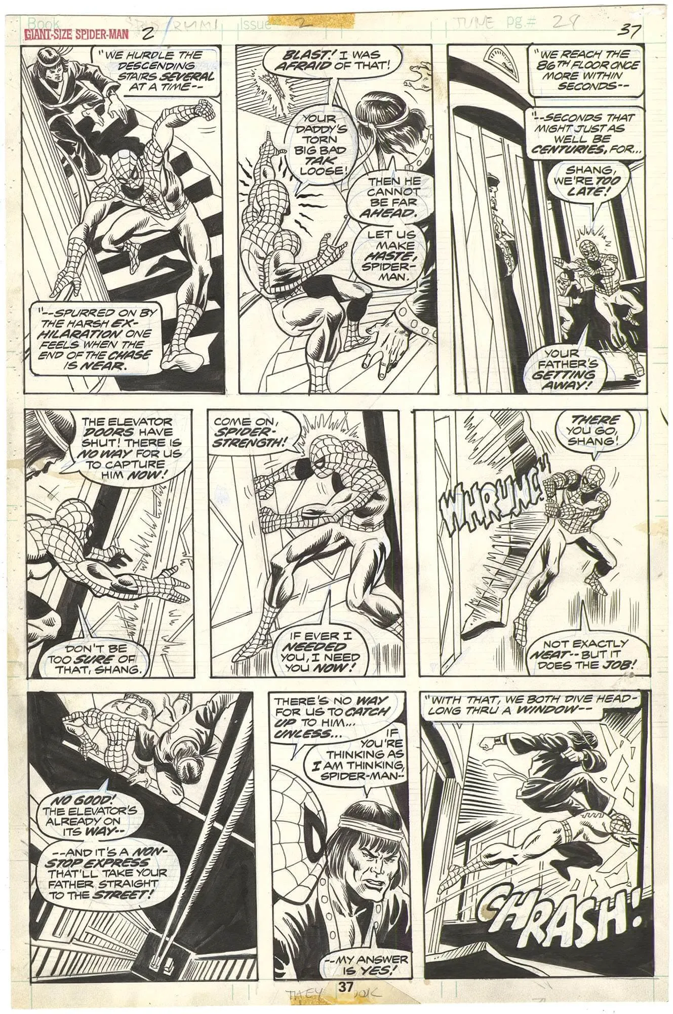 Giant-Size Spider-Man #2 P37 (Shang-Chi) Comic Art