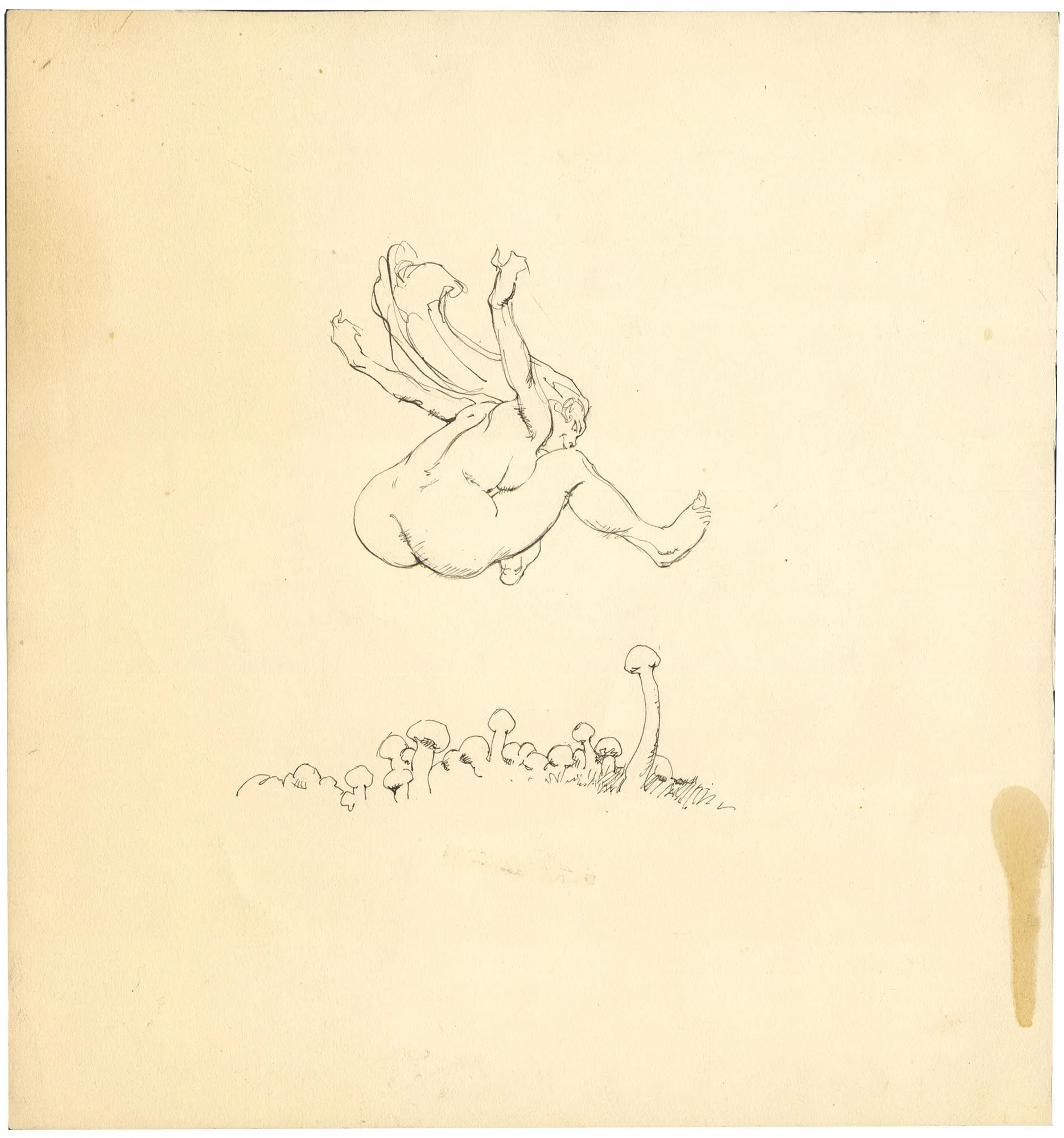 Girl with Mushroom  (Pen & Ink) (Frazetta)