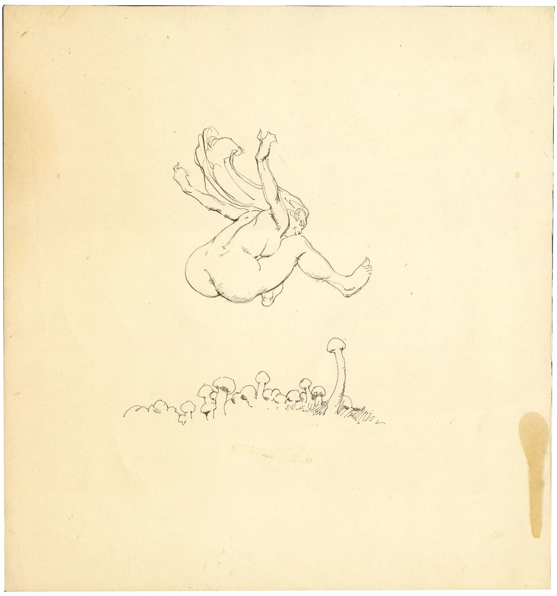 Girl with Mushroom  (Pen & Ink) (Frazetta)