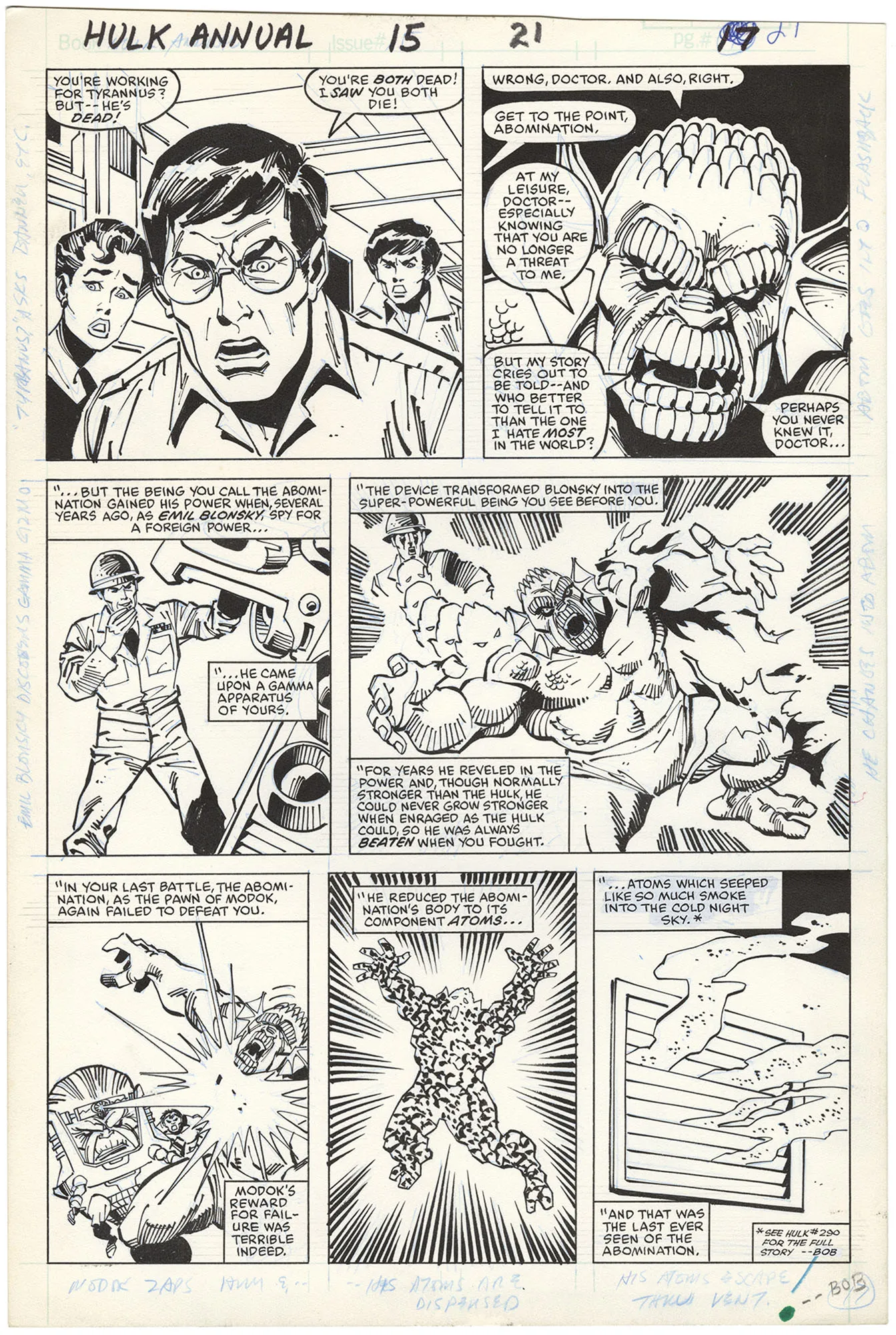 Incredible Hulk Annual #15 P21 (Abomination Origin) Comic Art