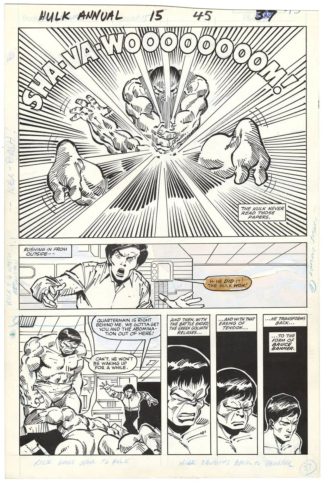 Incredible Hulk Annual #15 p45 (½ Splash)(Transformation)