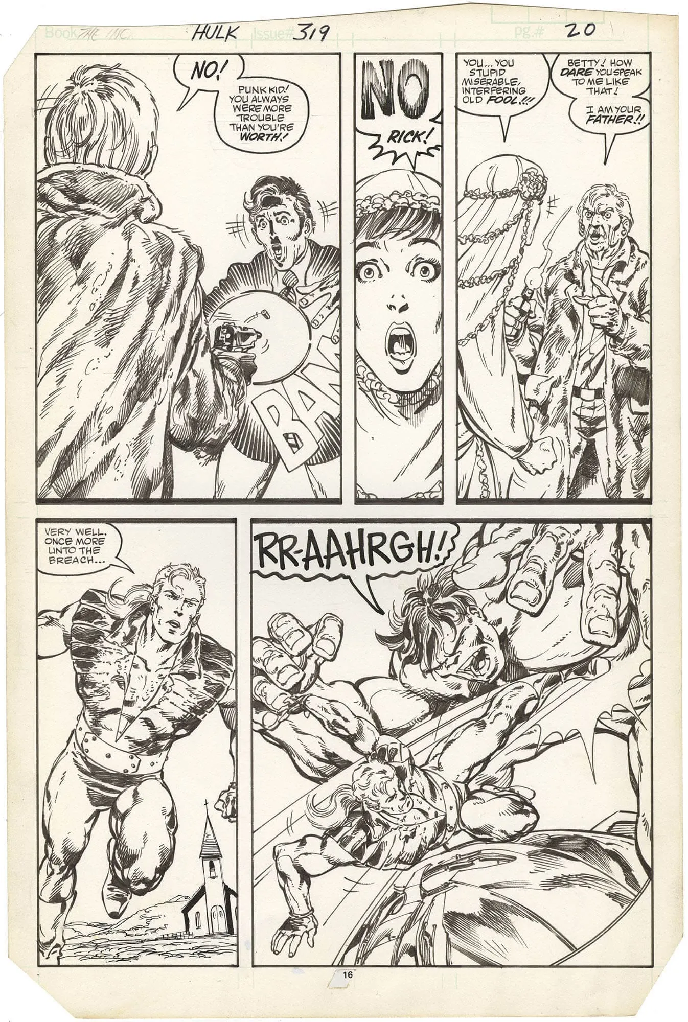 Incredible Hulk #319 P16 (Banner Gets Shot) Comic Art