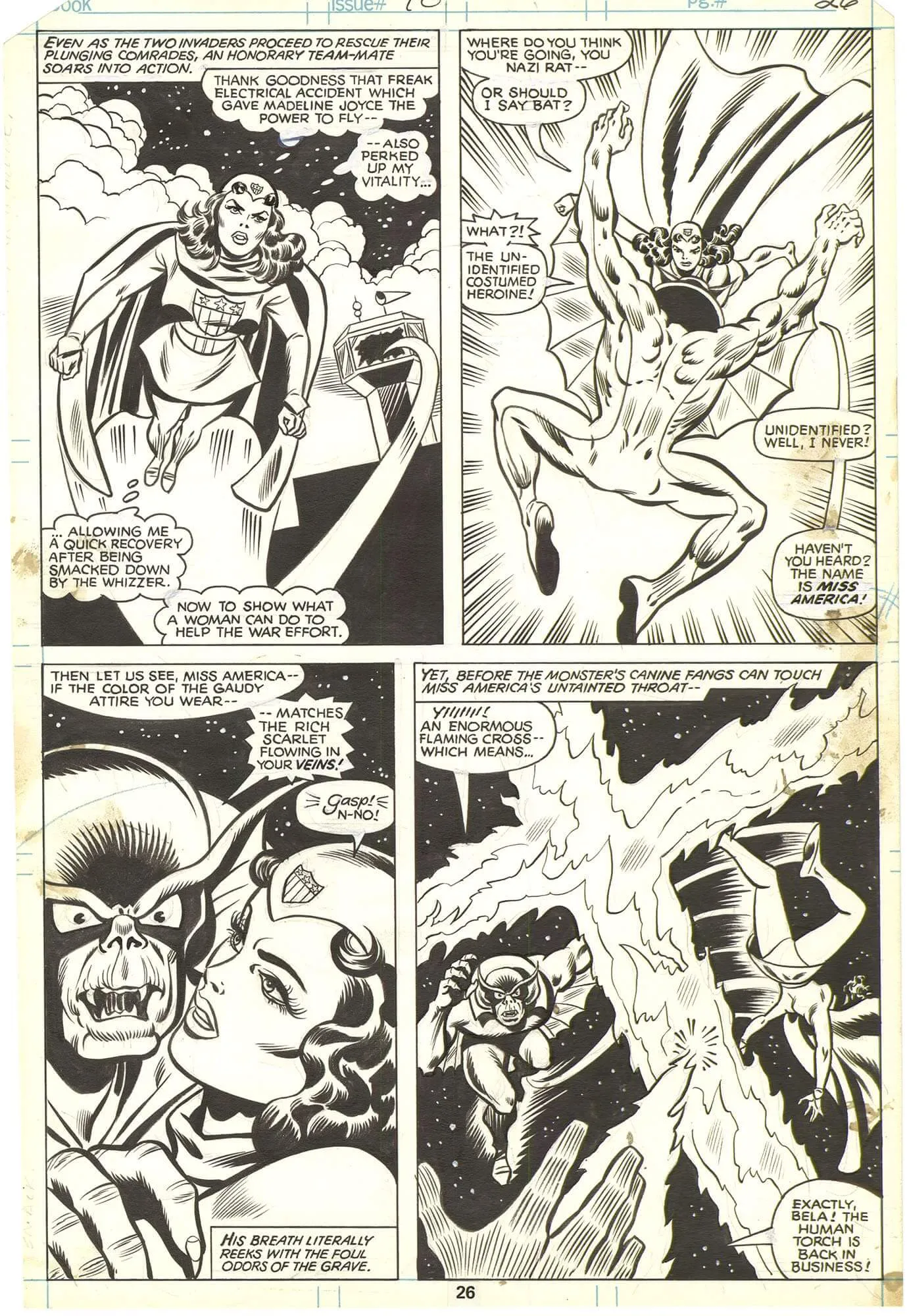 Invaders #40 P26 (Miss America) Comic Art