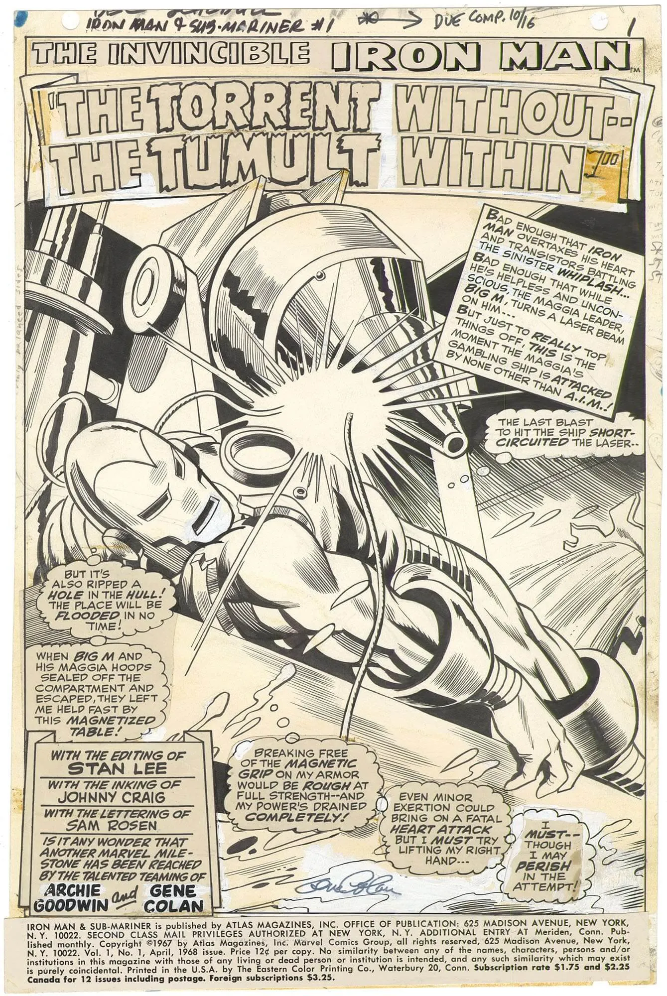 Iron Man & Sub-Mariner #1 P1 (Splash) Comic Art