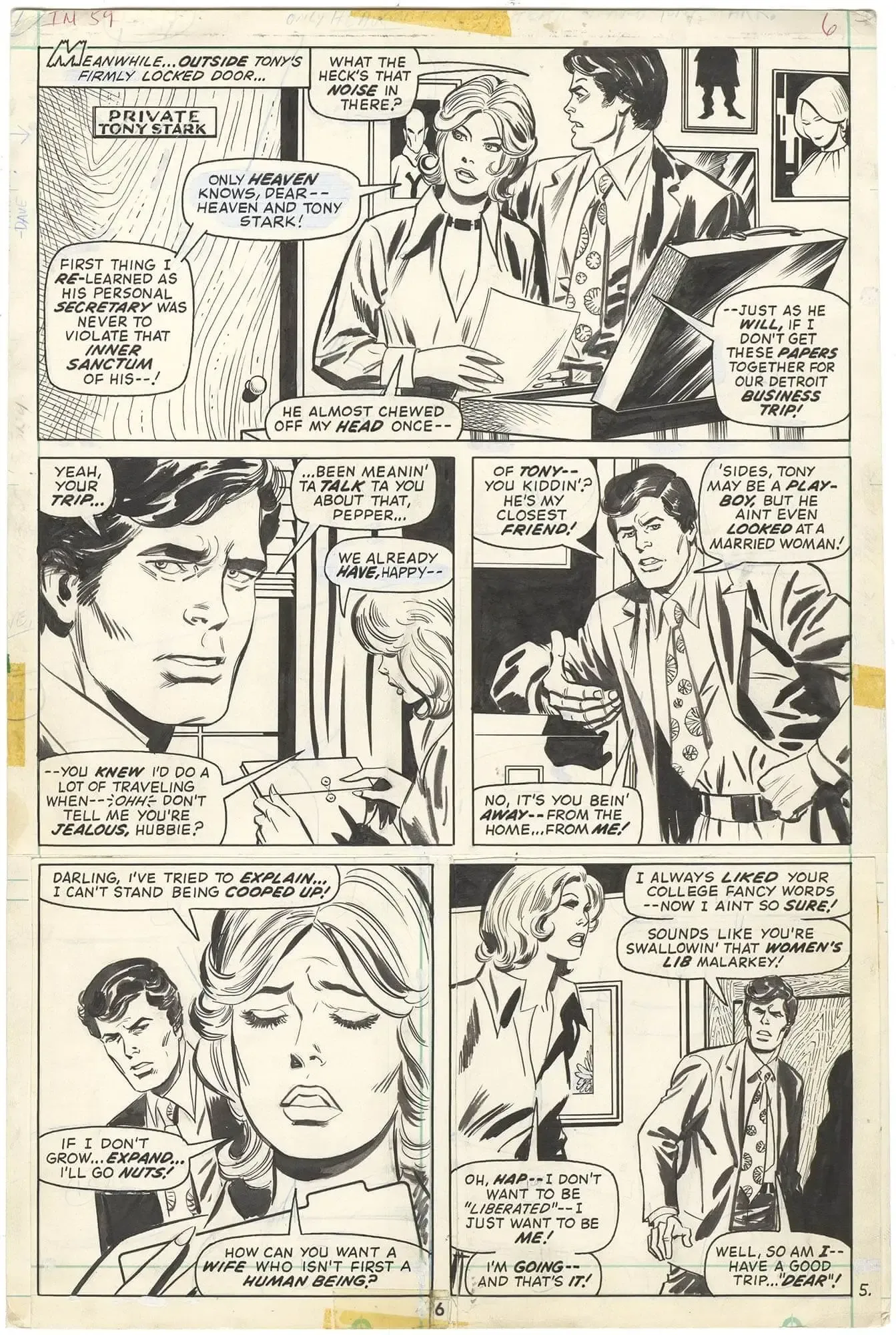 Iron Man #59 p6 (Pepper & Happy)