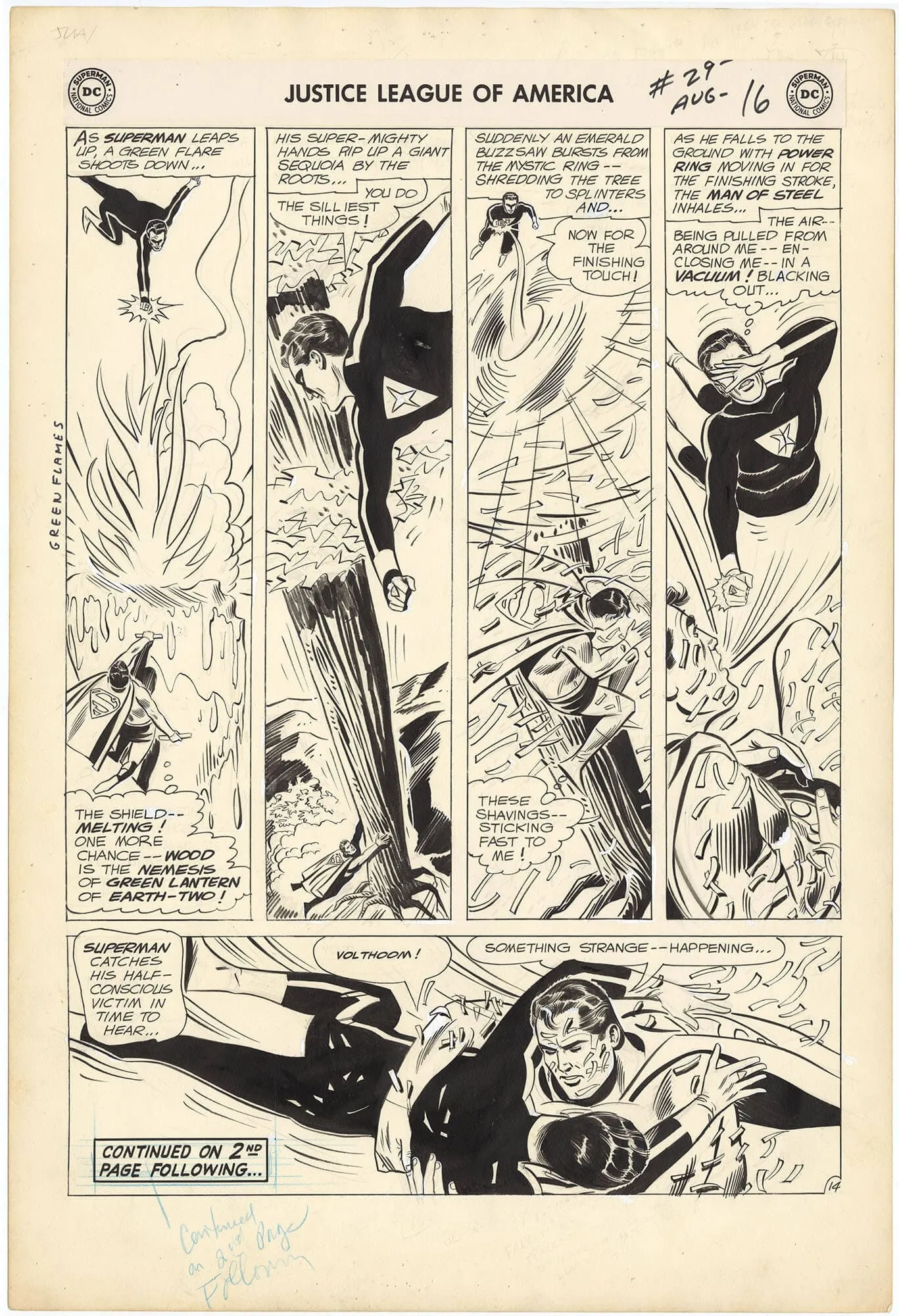 Justice League Of America #29 P14 (Power Ring Intro) Comic Art