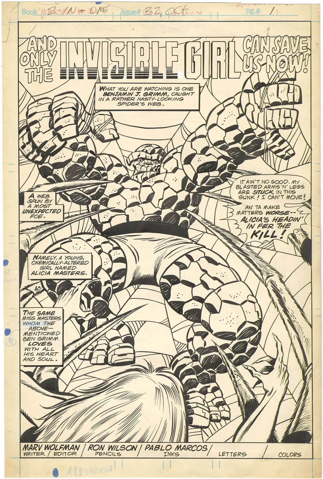 Marvel Two-In-One #32 P1 (Splash) Comic Art