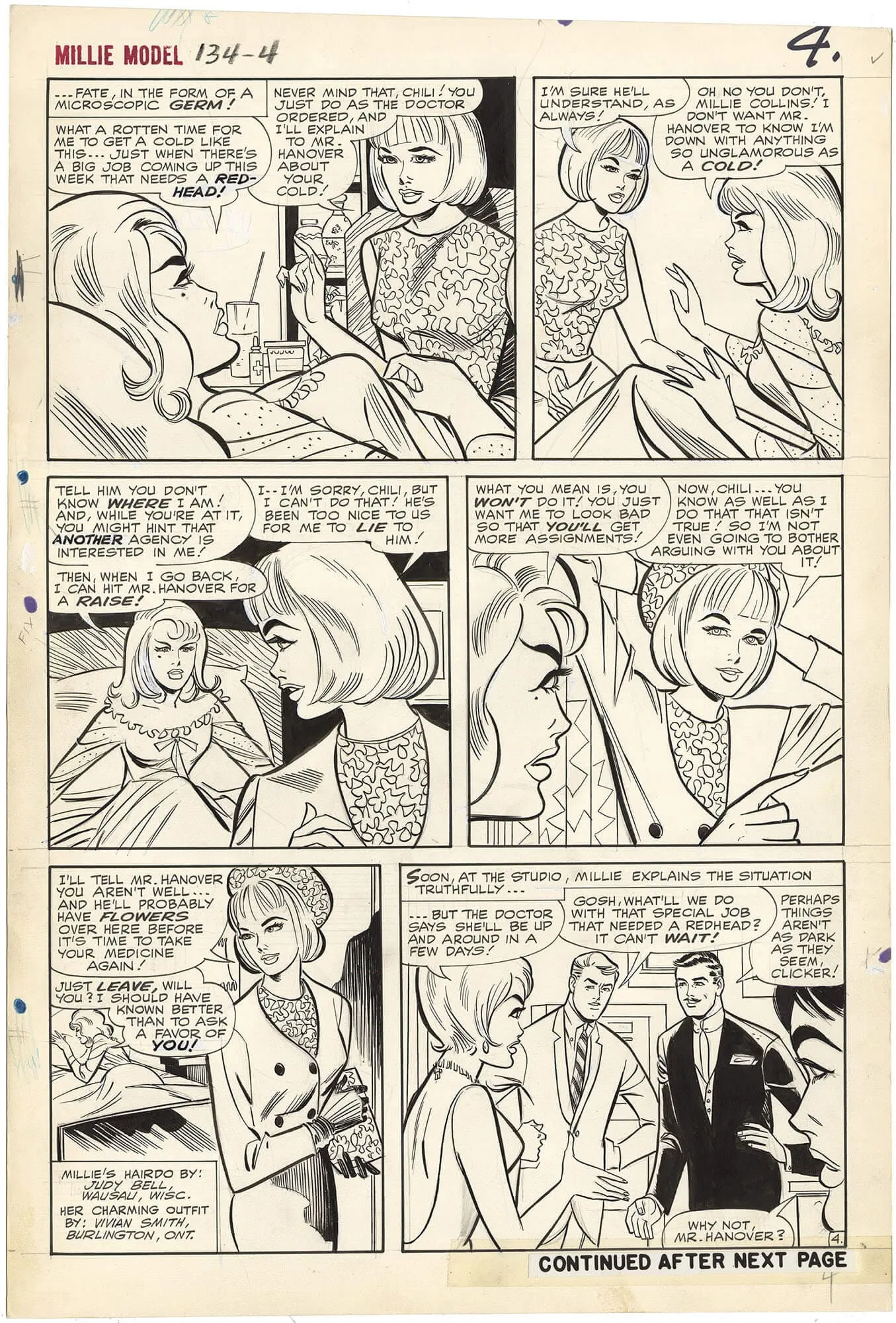Millie The Model #134 P4 (Large Art) Comic Art