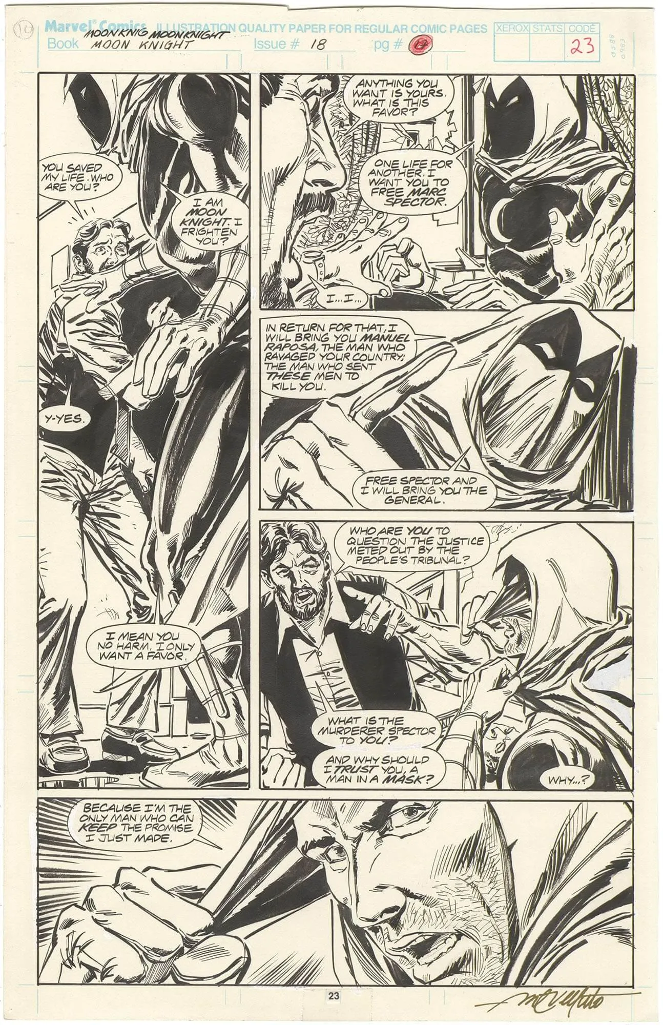 Moon Knight #18 P23 (Signed) Comic Art