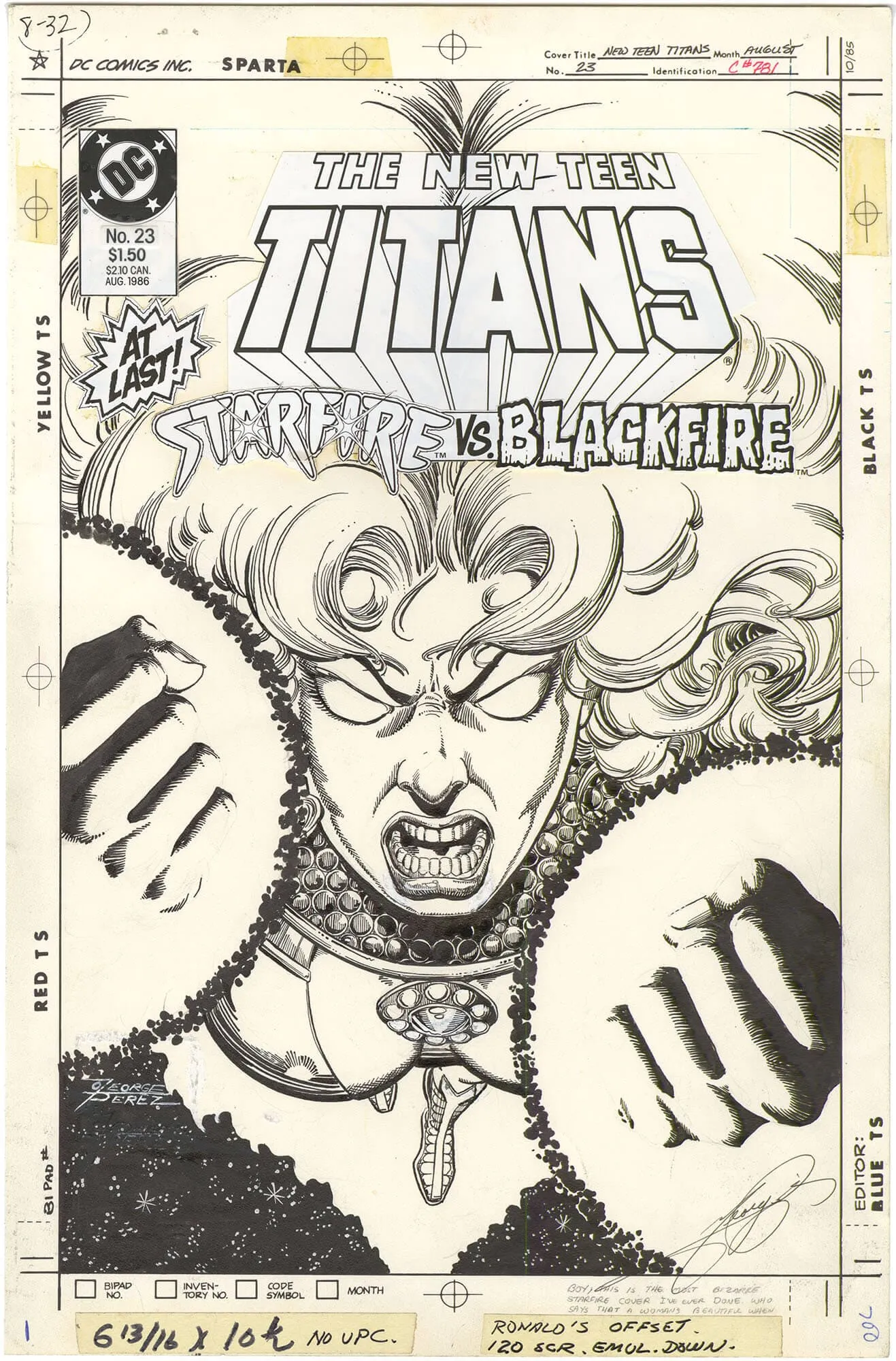 New Teen Titans #23 Cover (Signed) Comic Art