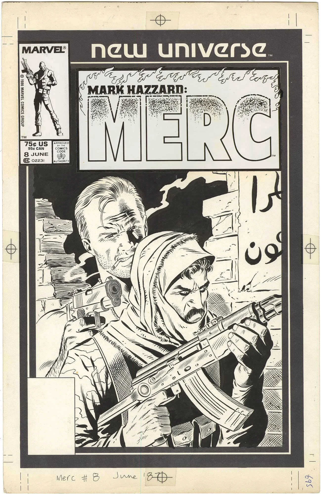 Mark Hazzard Merc #8 Cover (Looks Like Punisher) Comic Art