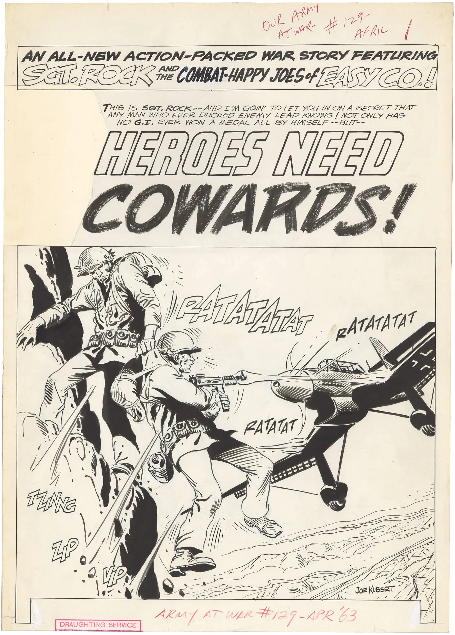 Our Army At War #129 P1 (Large Art Splash, Signed) Comic Art