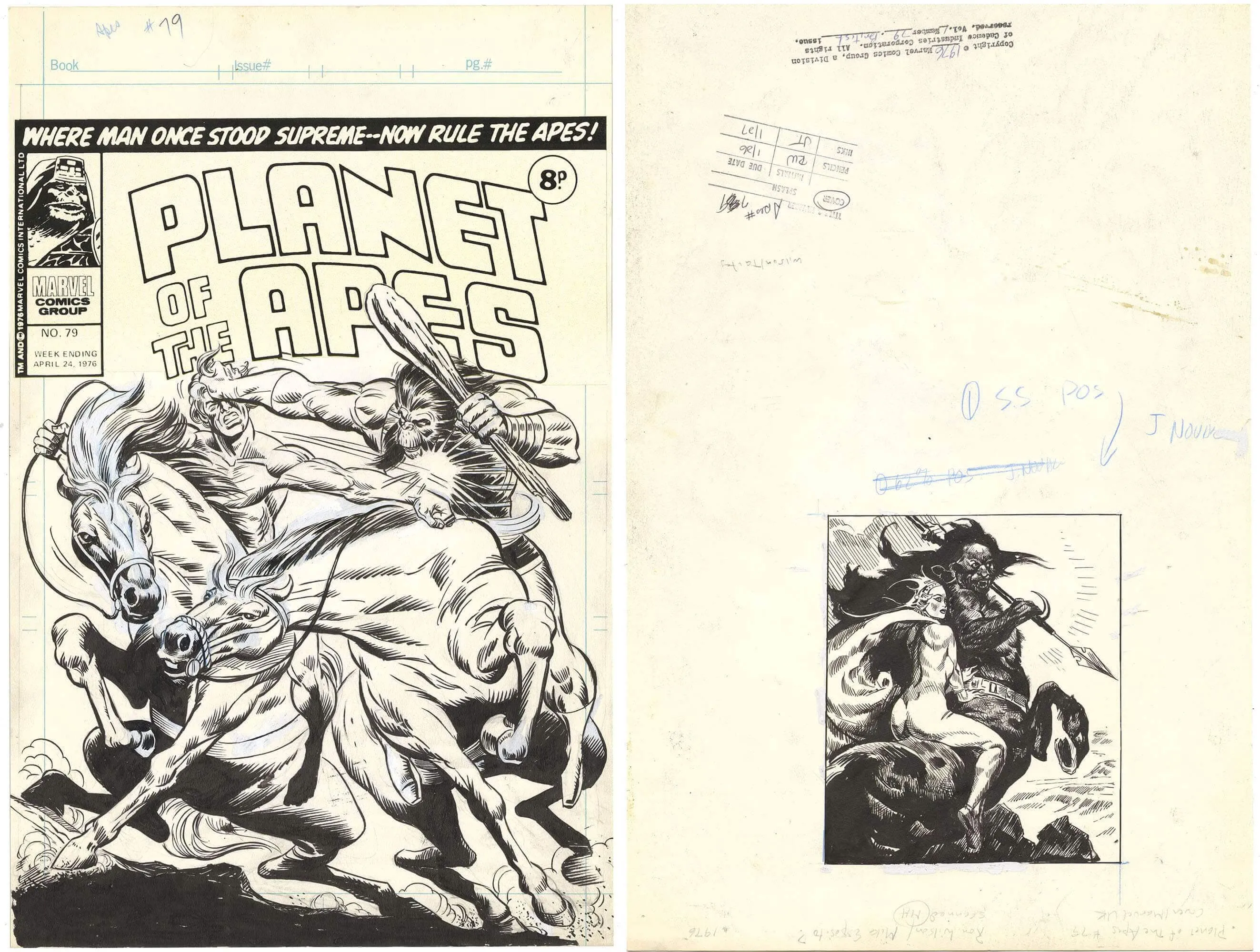 Planet Of The Apes #79 Cover (With Art On Back) Comic Art