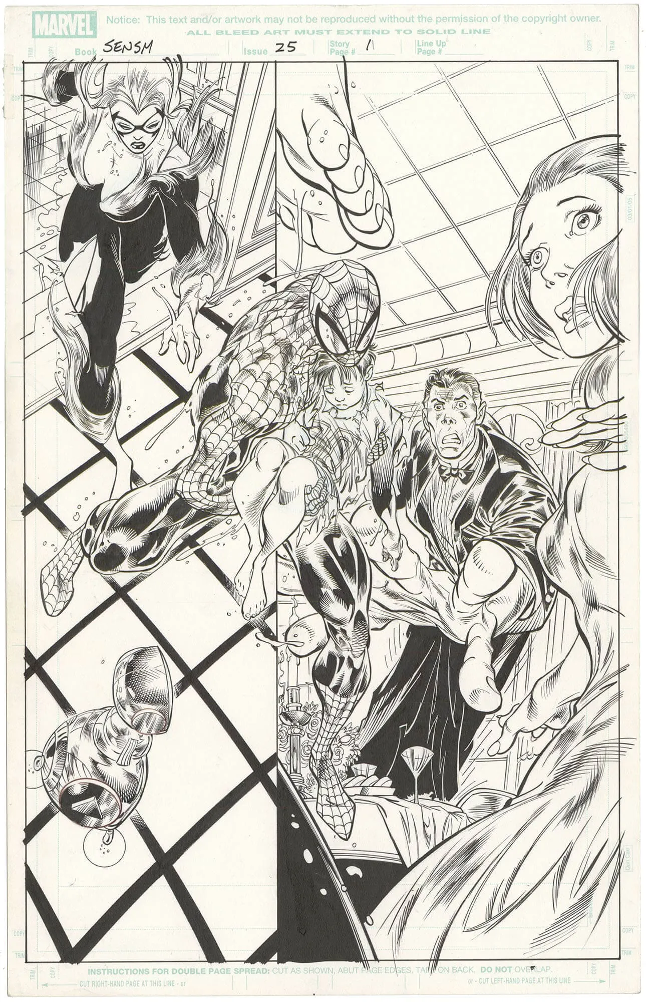 Sensational Spider-Man #25 P1 (Splash) (Black Cat) Comic Art