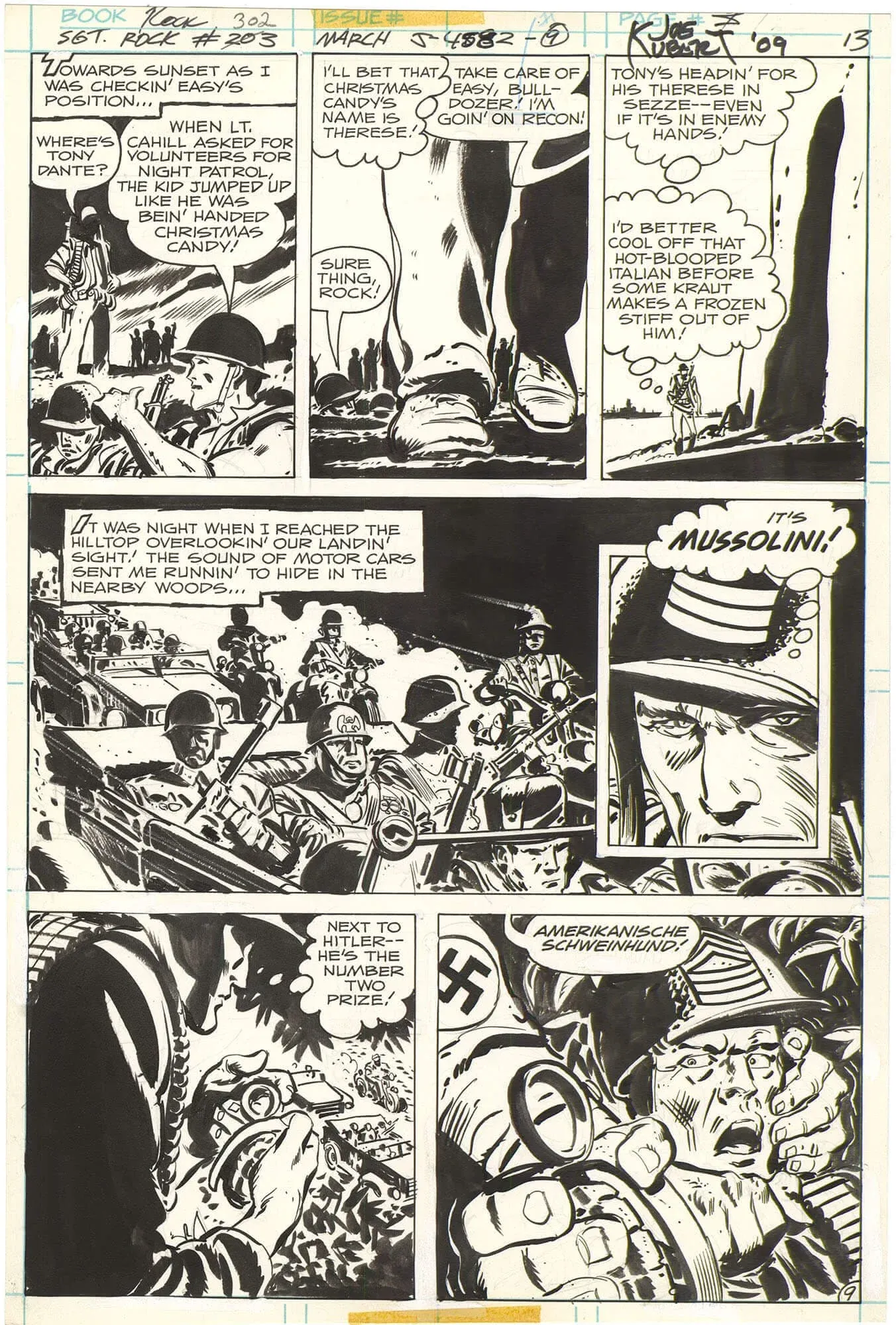 Sgt. Rock #302 p9 (Mussolini!)(Signed)