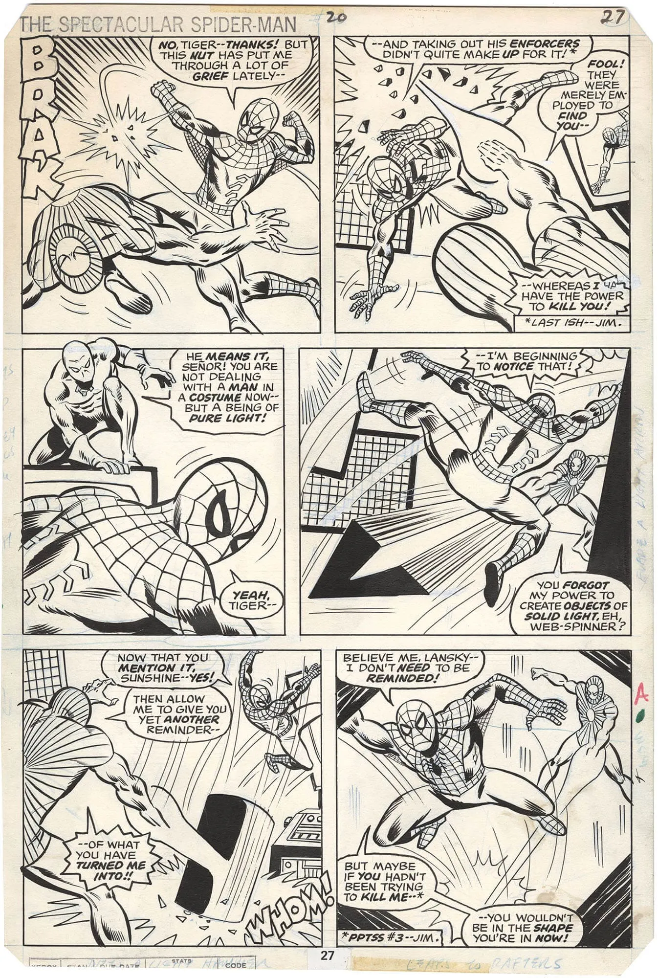 Spectacular Spider-Man #20 P27 (White Tiger!) Comic Art