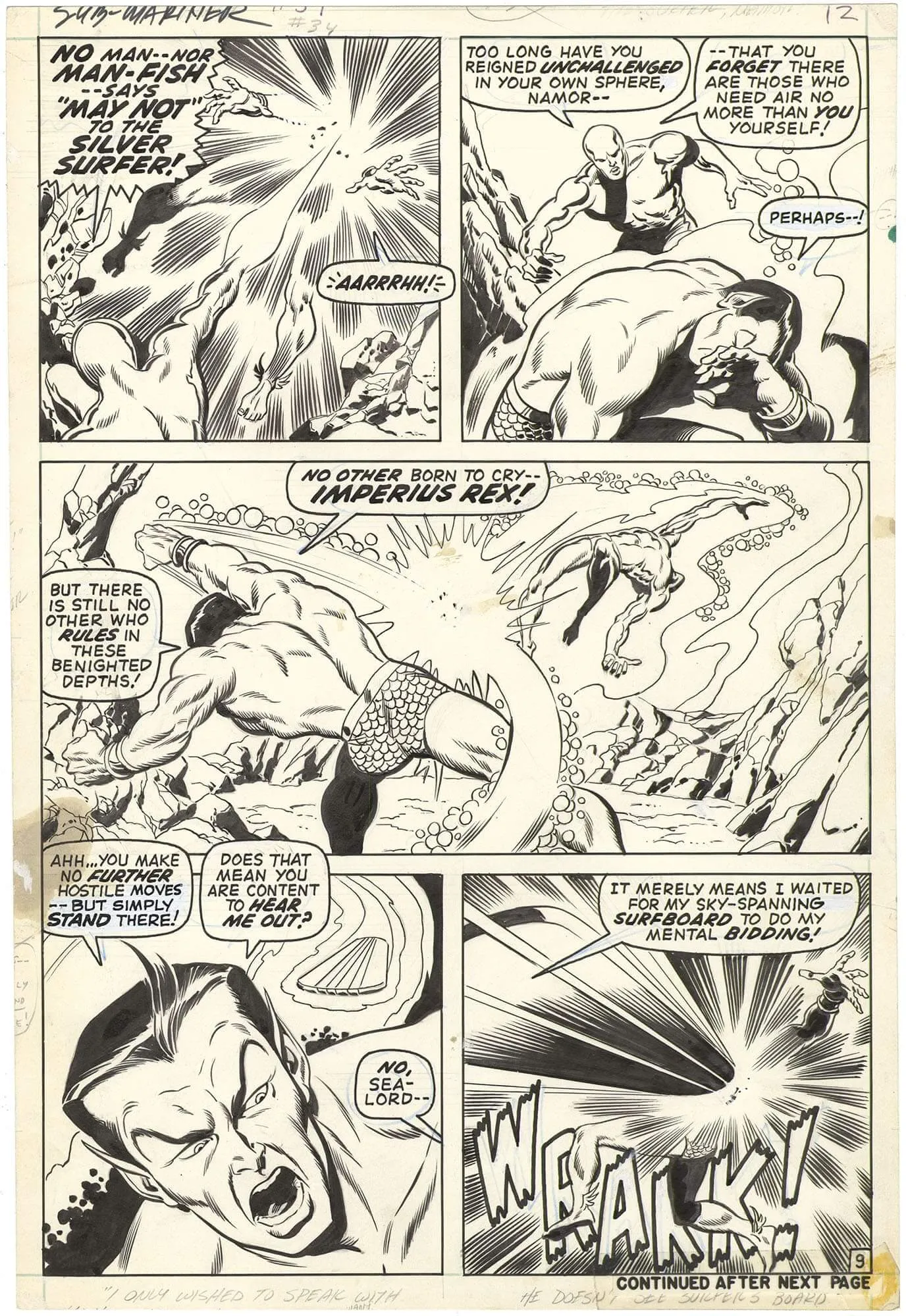 Sub-Mariner #34 P9 (First Defenders) Comic Art