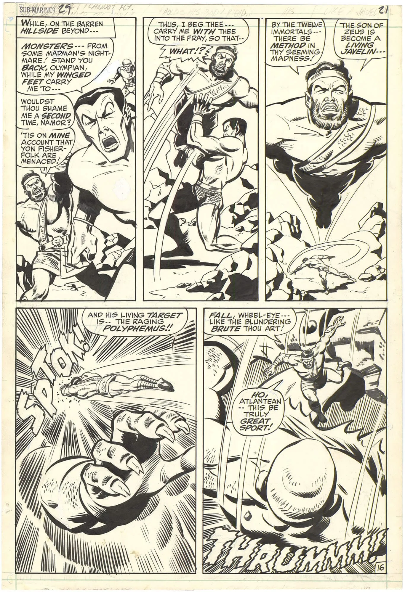 Sub-Mariner #29 P16 (First Fastball Special?) Comic Art