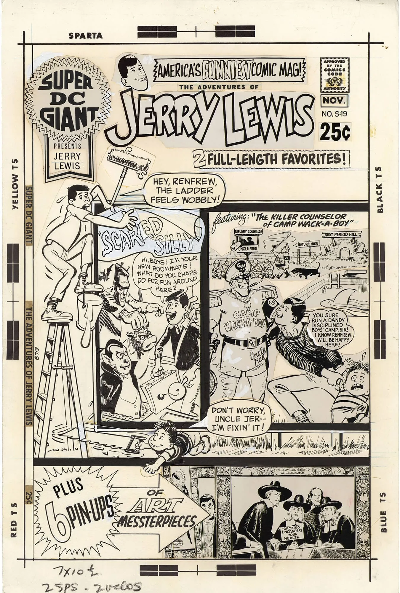 Super DC Giant (Adventures Of Jerry Lewis) #S-19 Cover Comic Art