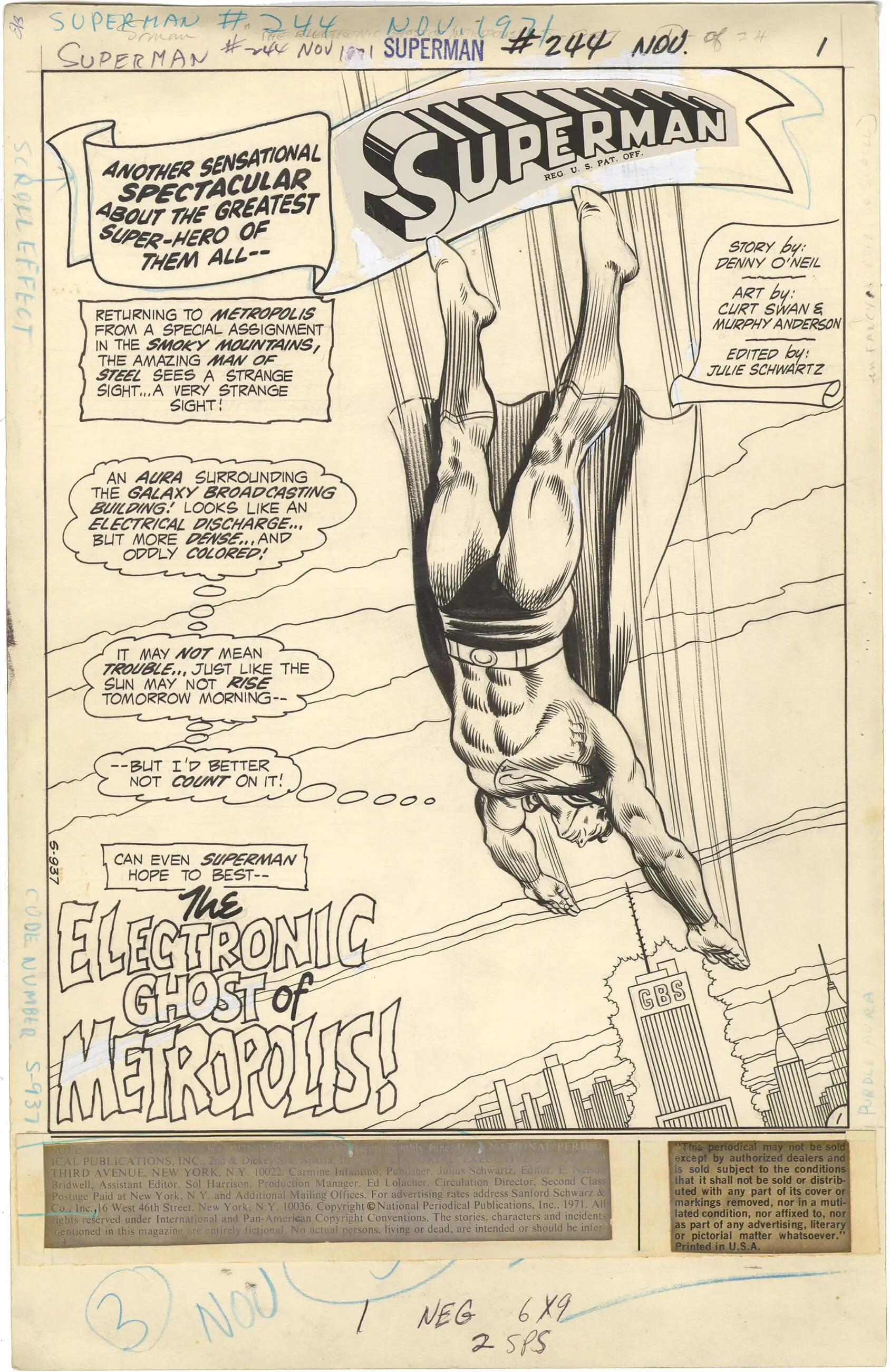 Superman #244 P1 Comic Art